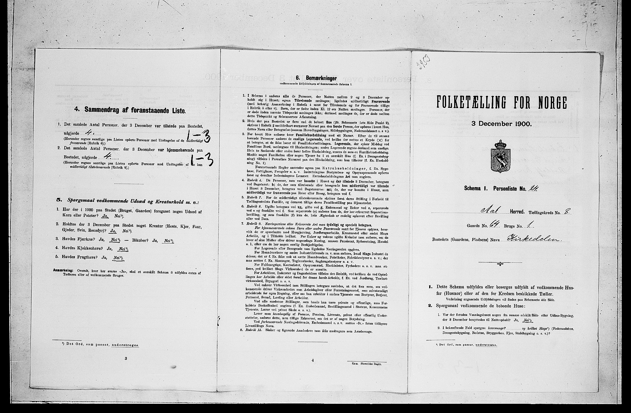 RA, Folketelling 1900 for 0619 Ål herred, 1900, s. 727