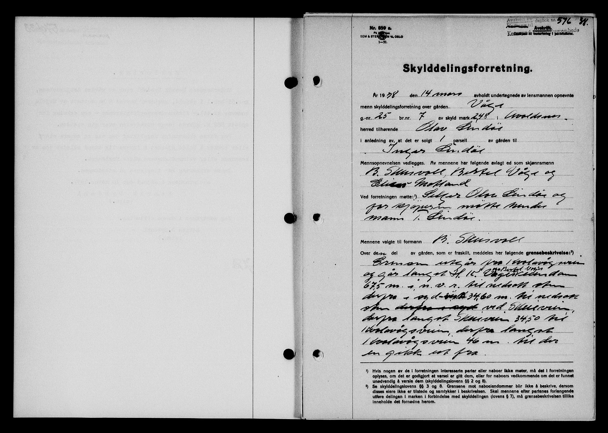 Karmsund sorenskriveri, SAST/A-100311/01/II/IIB/L0069: Pantebok nr. 50A, 1937-1938, Dagboknr: 576/1938