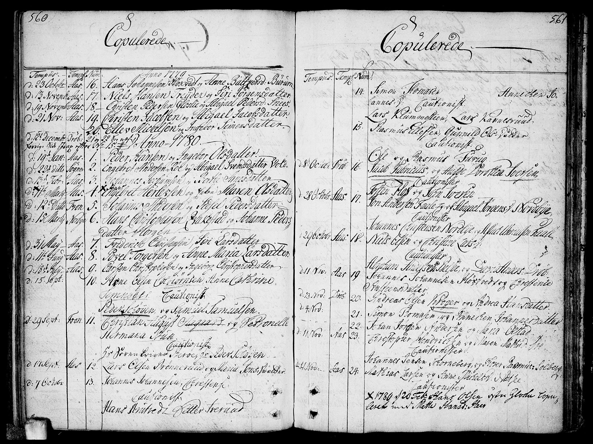 Ås prestekontor Kirkebøker, AV/SAO-A-10894/F/Fa/L0002: Ministerialbok nr. I 2, 1778-1813, s. 560-561
