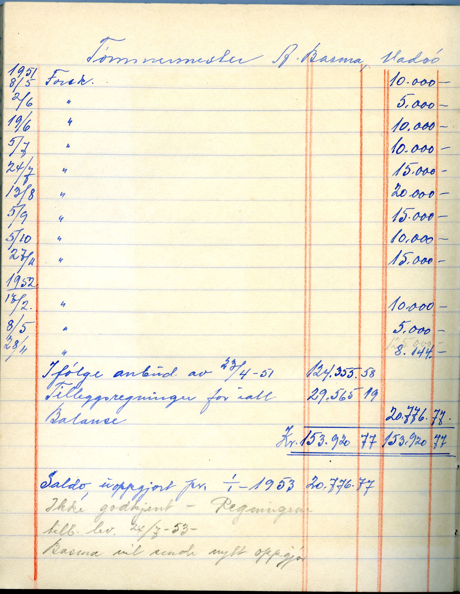 Vadsø sanitetsforening, FMFB/A-1060/A/Ac/L0005: Møteprotokoll, 1947-1954