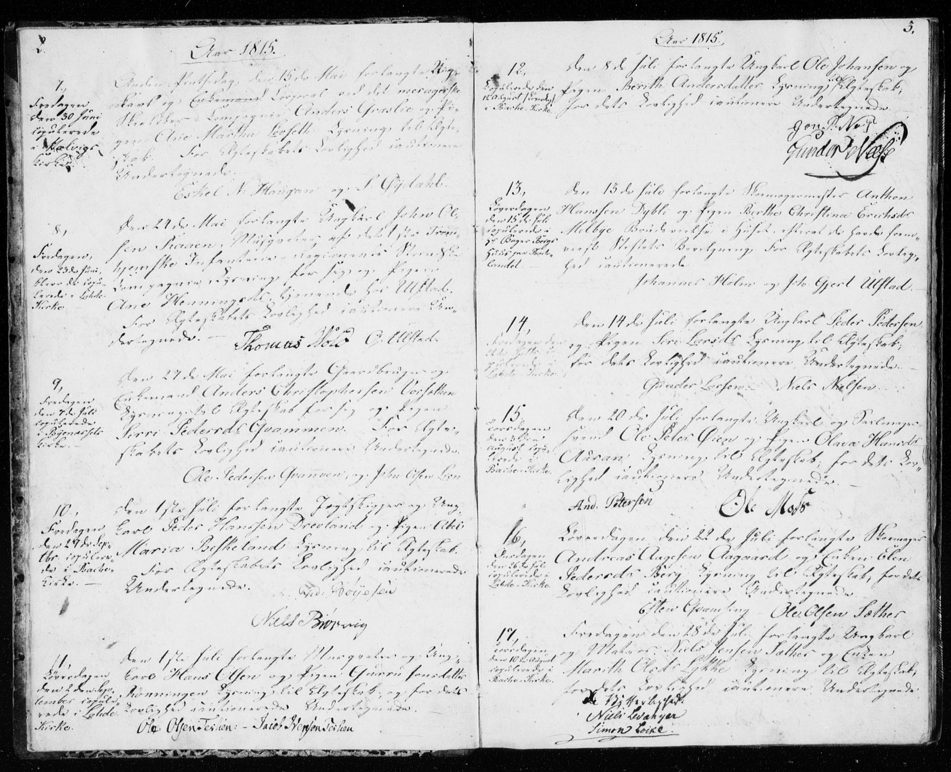 Ministerialprotokoller, klokkerbøker og fødselsregistre - Sør-Trøndelag, SAT/A-1456/606/L0295: Lysningsprotokoll nr. 606A10, 1815-1833, s. 2-3