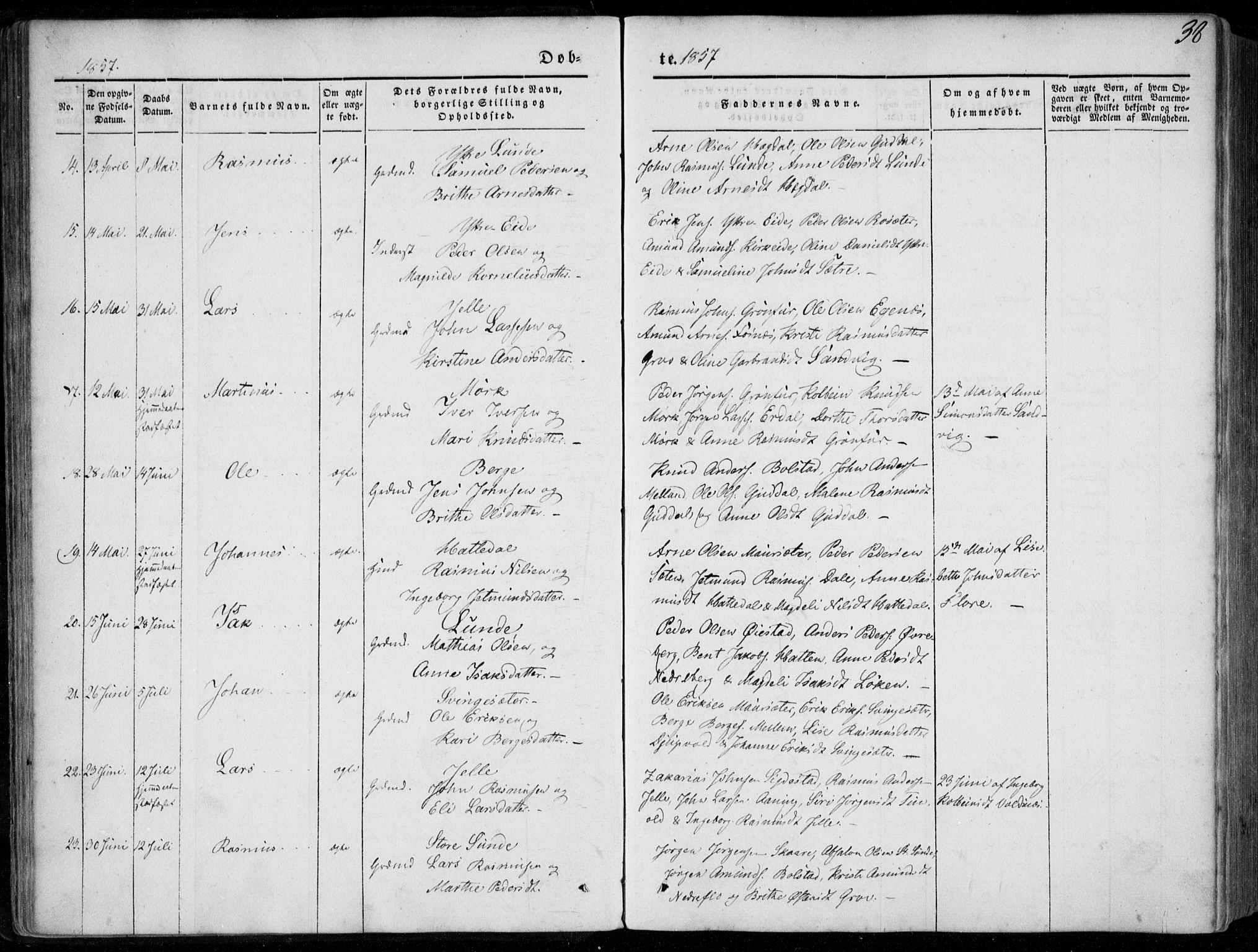 Stryn Sokneprestembete, AV/SAB-A-82501: Ministerialbok nr. A 2, 1844-1861, s. 38