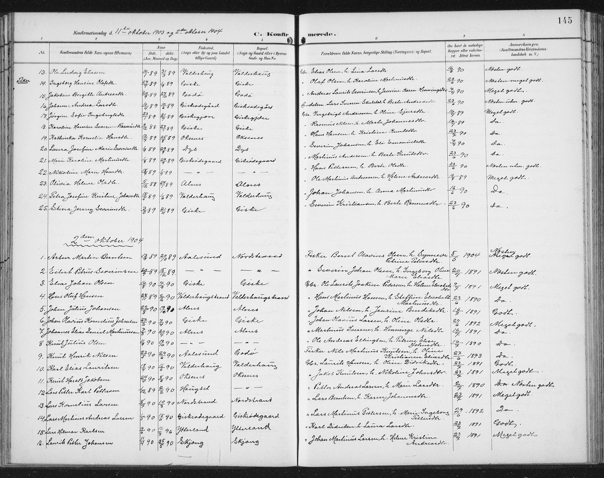 Ministerialprotokoller, klokkerbøker og fødselsregistre - Møre og Romsdal, AV/SAT-A-1454/534/L0489: Klokkerbok nr. 534C01, 1899-1941, s. 145