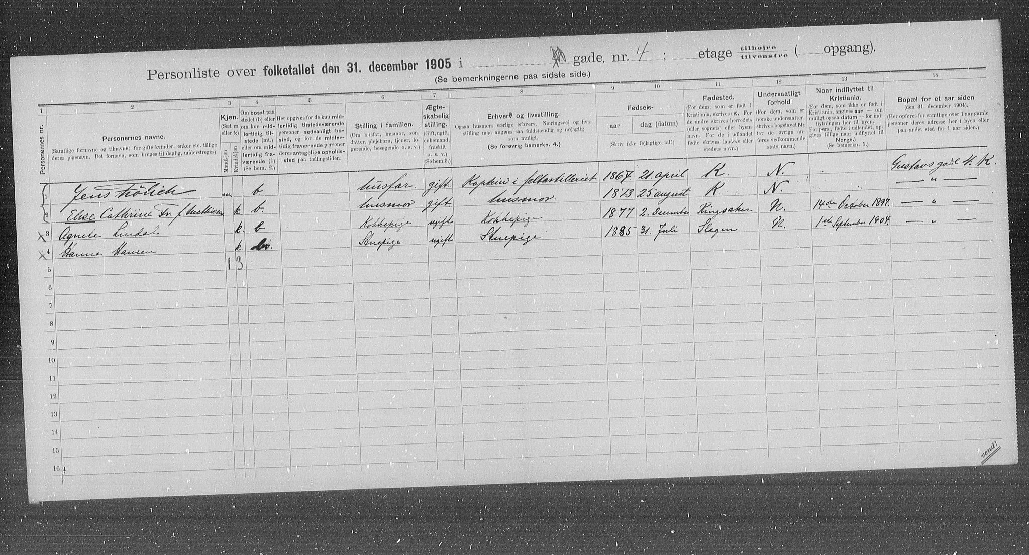 OBA, Kommunal folketelling 31.12.1905 for Kristiania kjøpstad, 1905, s. 17073