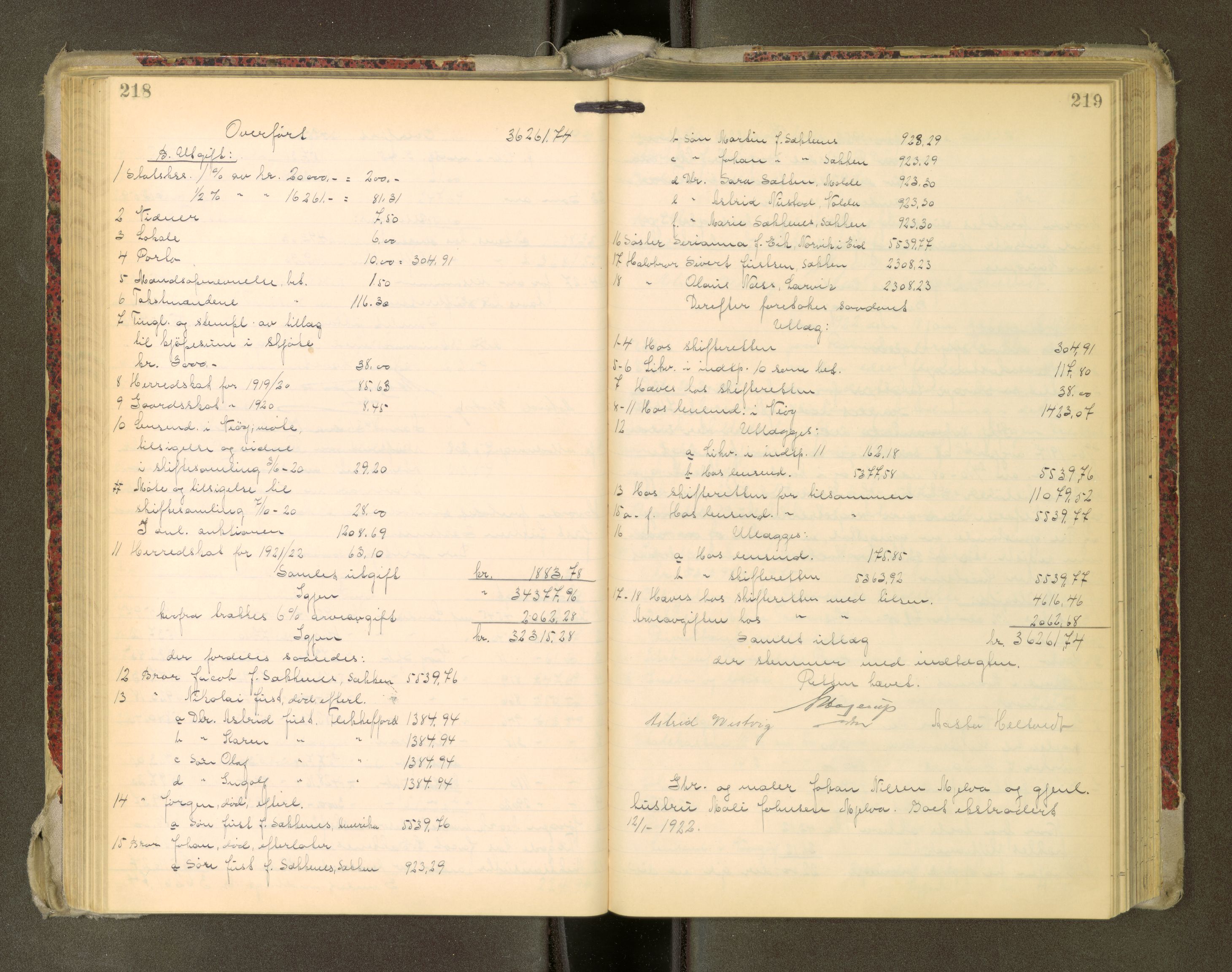 Romsdal sorenskriveri, AV/SAT-A-4149/1/3/3A/L0022: Skifteutlodnings Protokoll, 1920-1924, s. 218-219