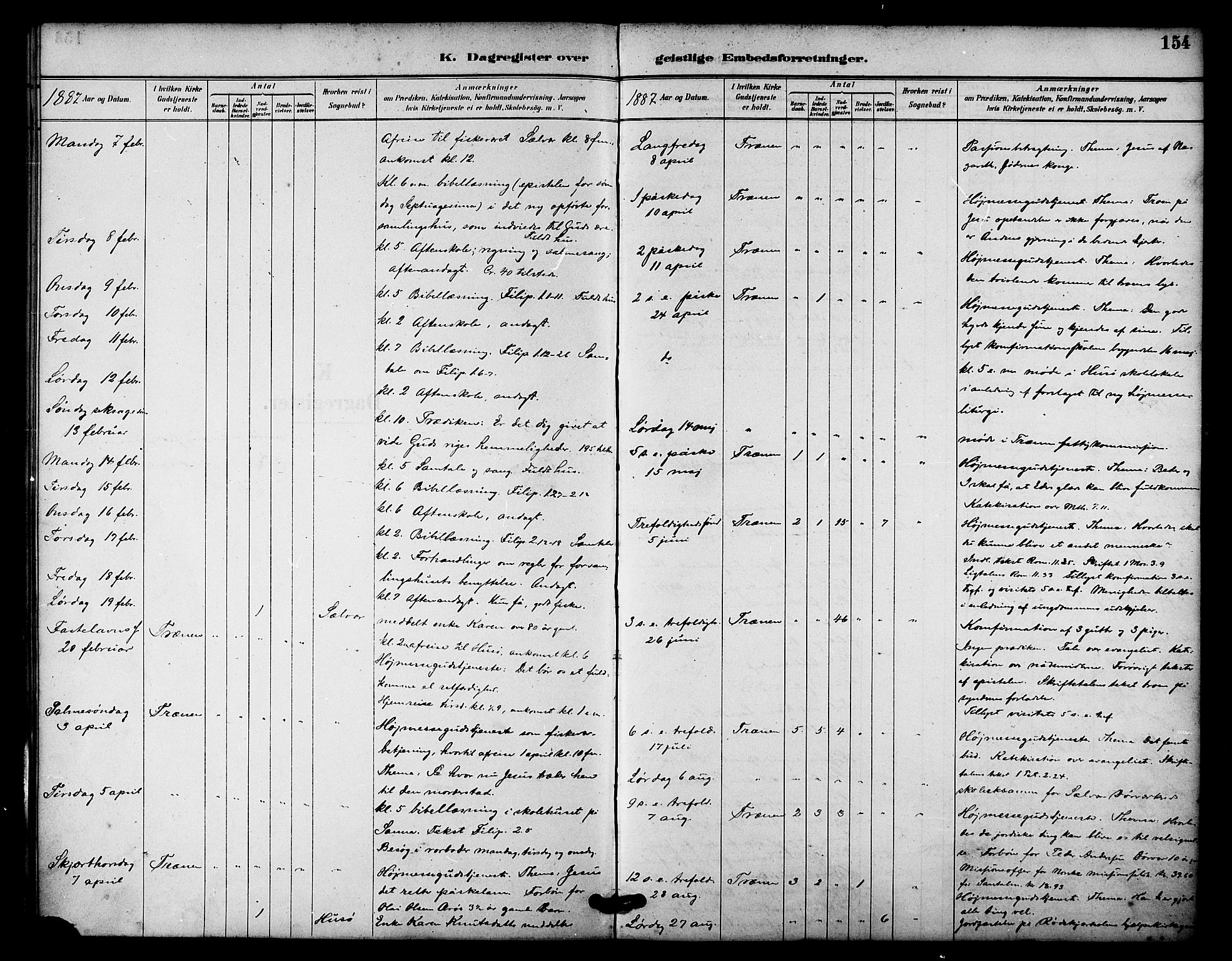 Ministerialprotokoller, klokkerbøker og fødselsregistre - Nordland, SAT/A-1459/840/L0580: Ministerialbok nr. 840A02, 1887-1909, s. 154