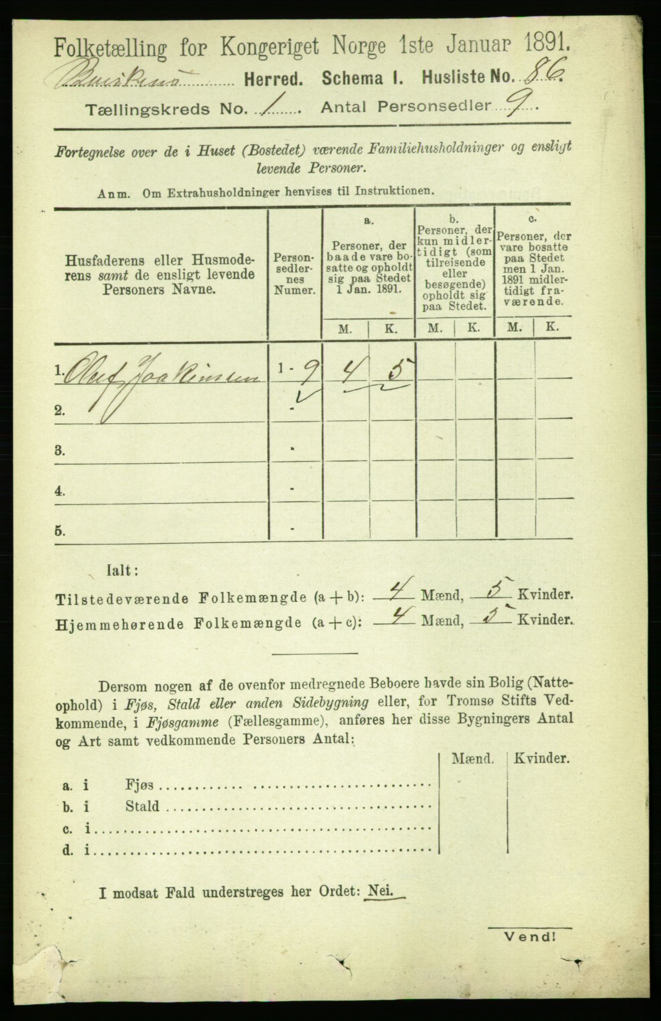 RA, Folketelling 1891 for 1656 Buvik herred, 1891, s. 97