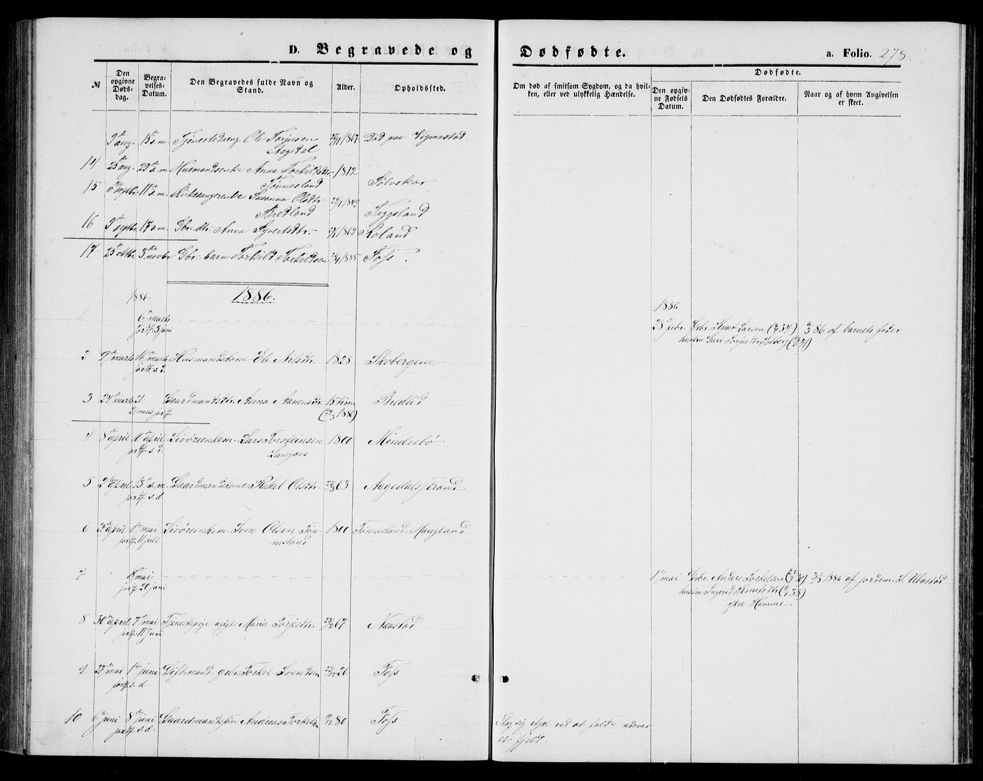 Bjelland sokneprestkontor, SAK/1111-0005/F/Fb/Fba/L0004: Klokkerbok nr. B 4, 1869-1886, s. 278