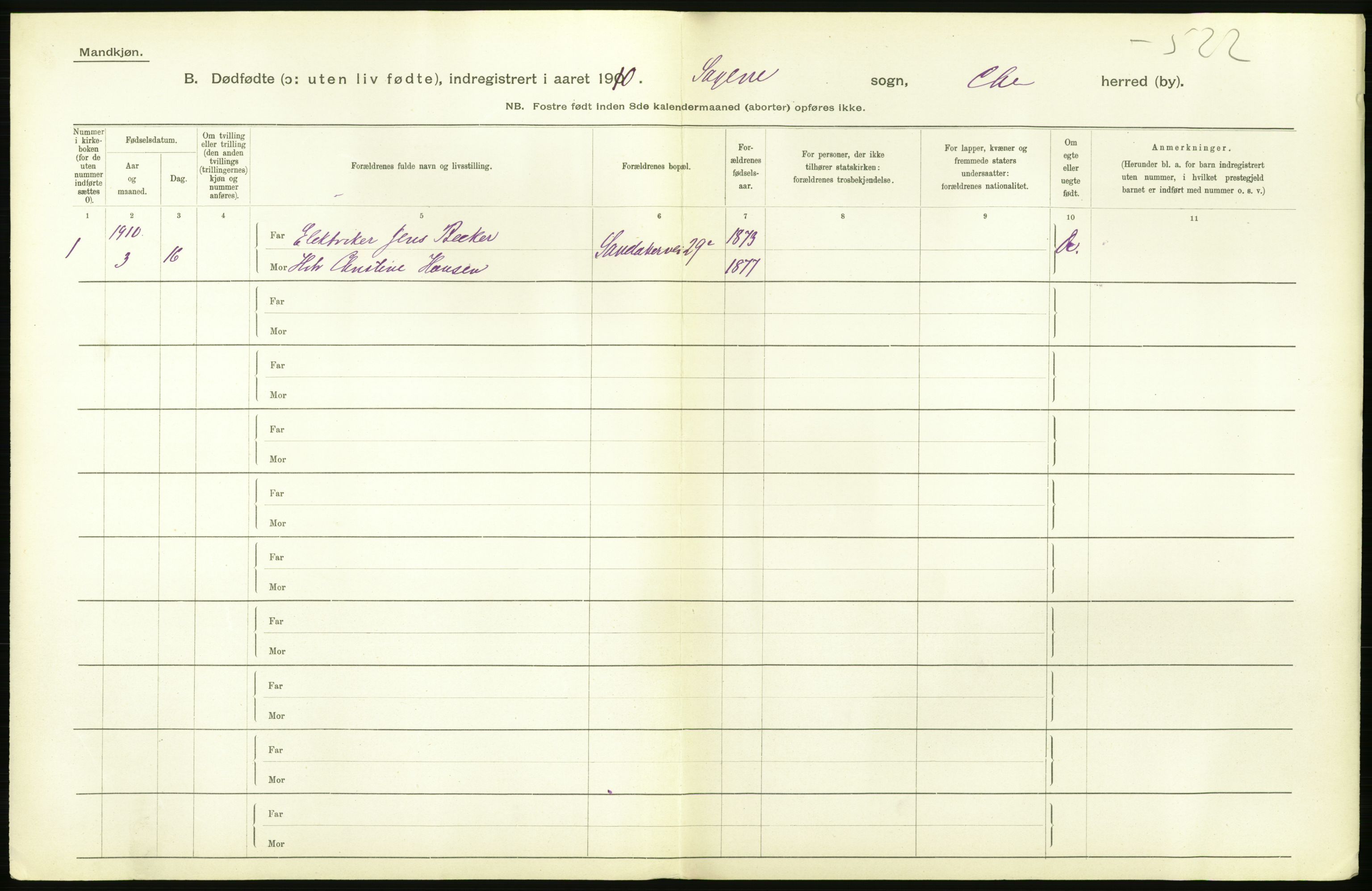 Statistisk sentralbyrå, Sosiodemografiske emner, Befolkning, RA/S-2228/D/Df/Dfa/Dfah/L0009: Kristiania: Gifte og dødfødte., 1910, s. 760