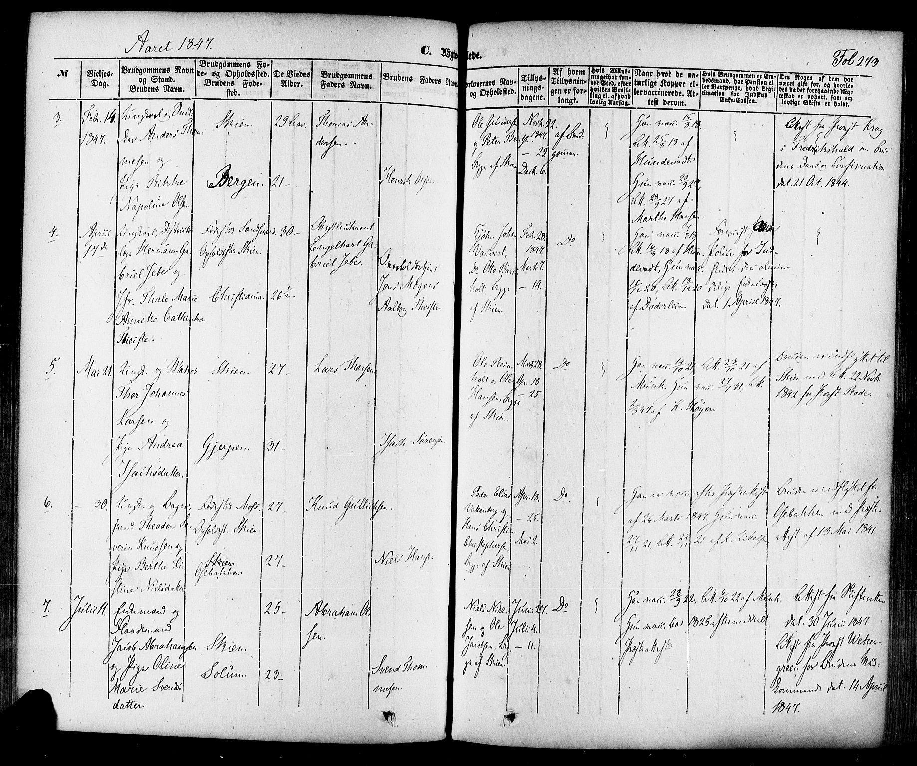 Skien kirkebøker, AV/SAKO-A-302/F/Fa/L0006a: Ministerialbok nr. 6A, 1843-1856, s. 273