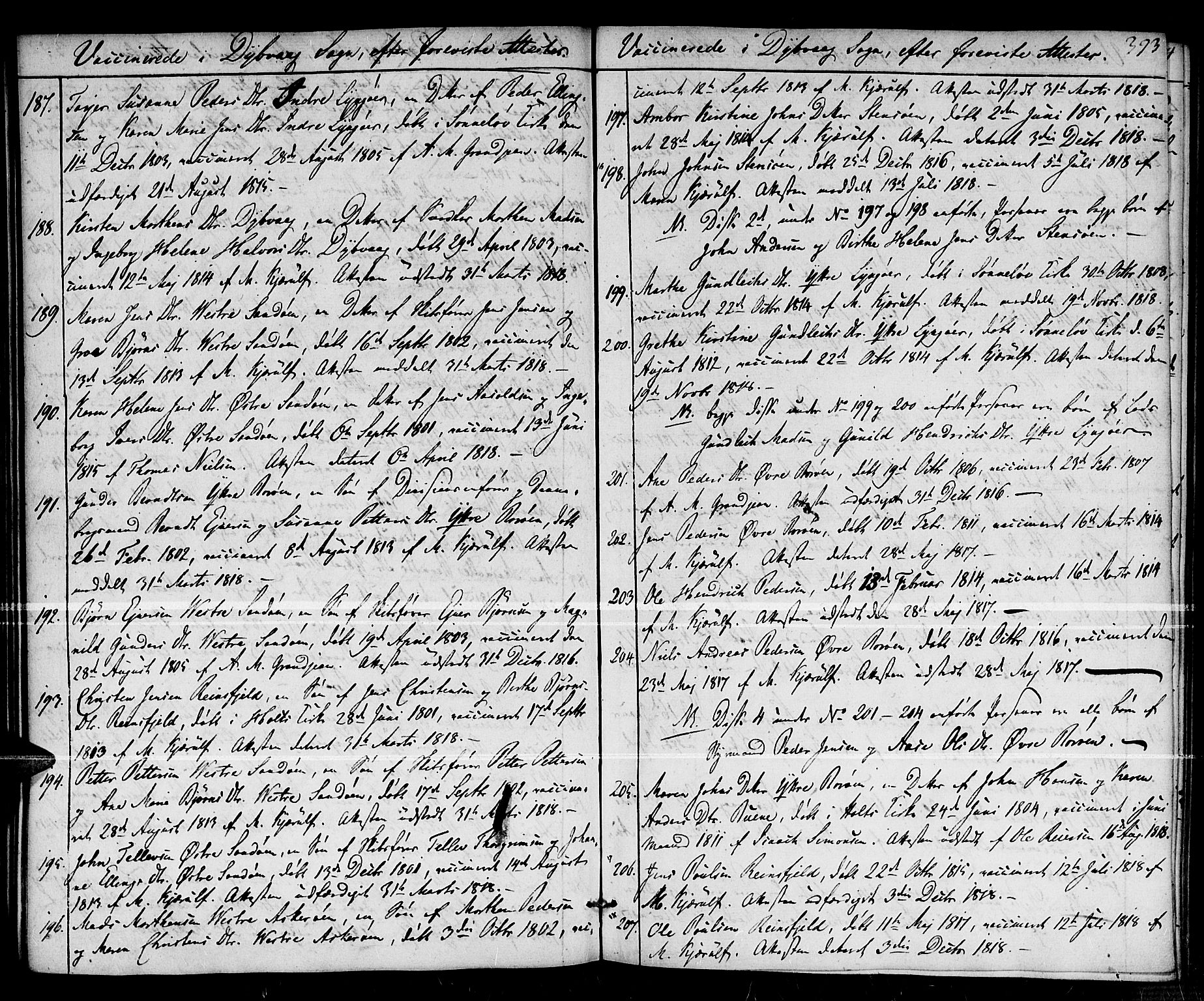 Dypvåg sokneprestkontor, AV/SAK-1111-0007/F/Fa/Faa/L0002: Ministerialbok nr. A 2/ 1, 1813-1824, s. 393