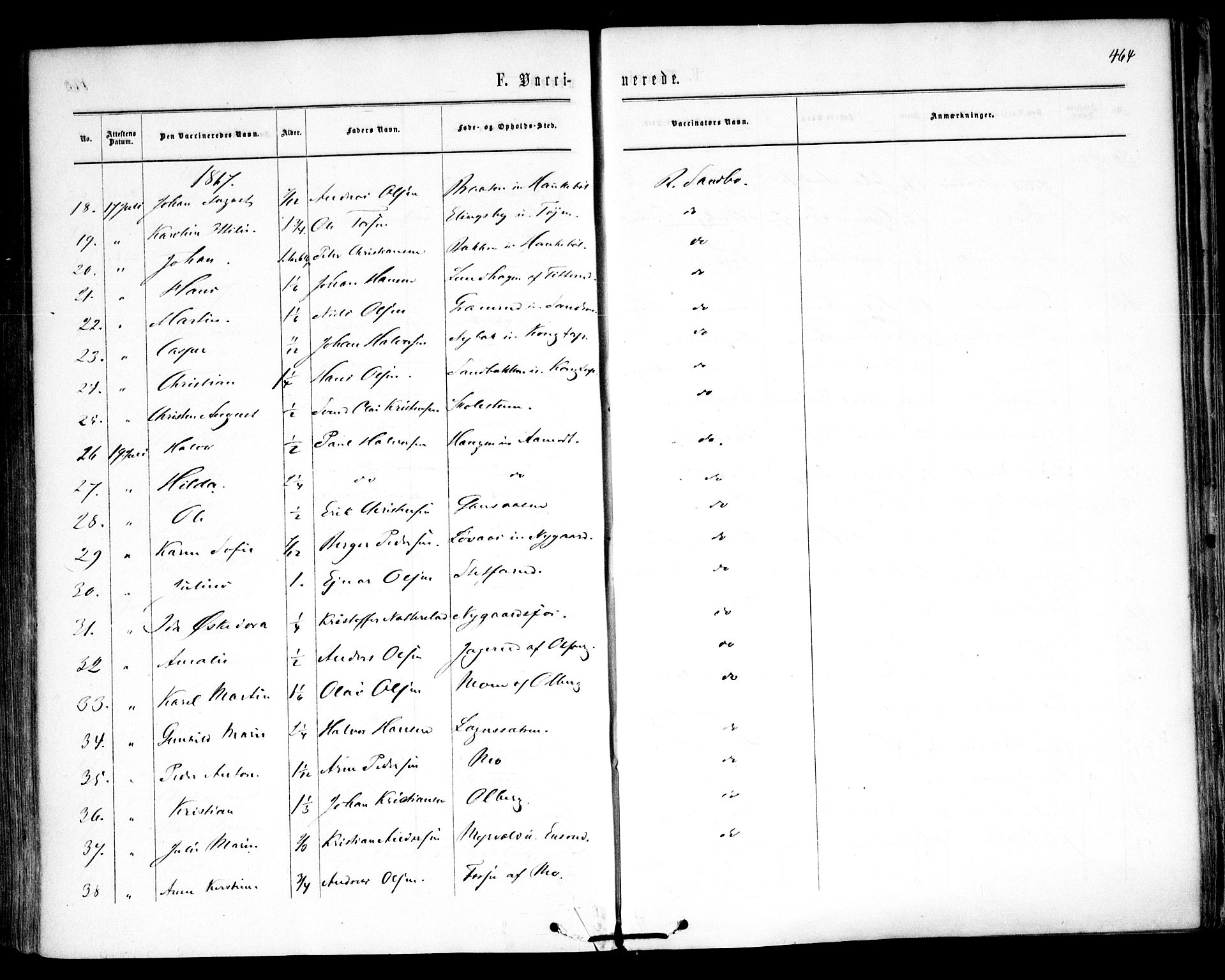 Høland prestekontor Kirkebøker, AV/SAO-A-10346a/F/Fa/L0011: Ministerialbok nr. I 11, 1862-1869, s. 464