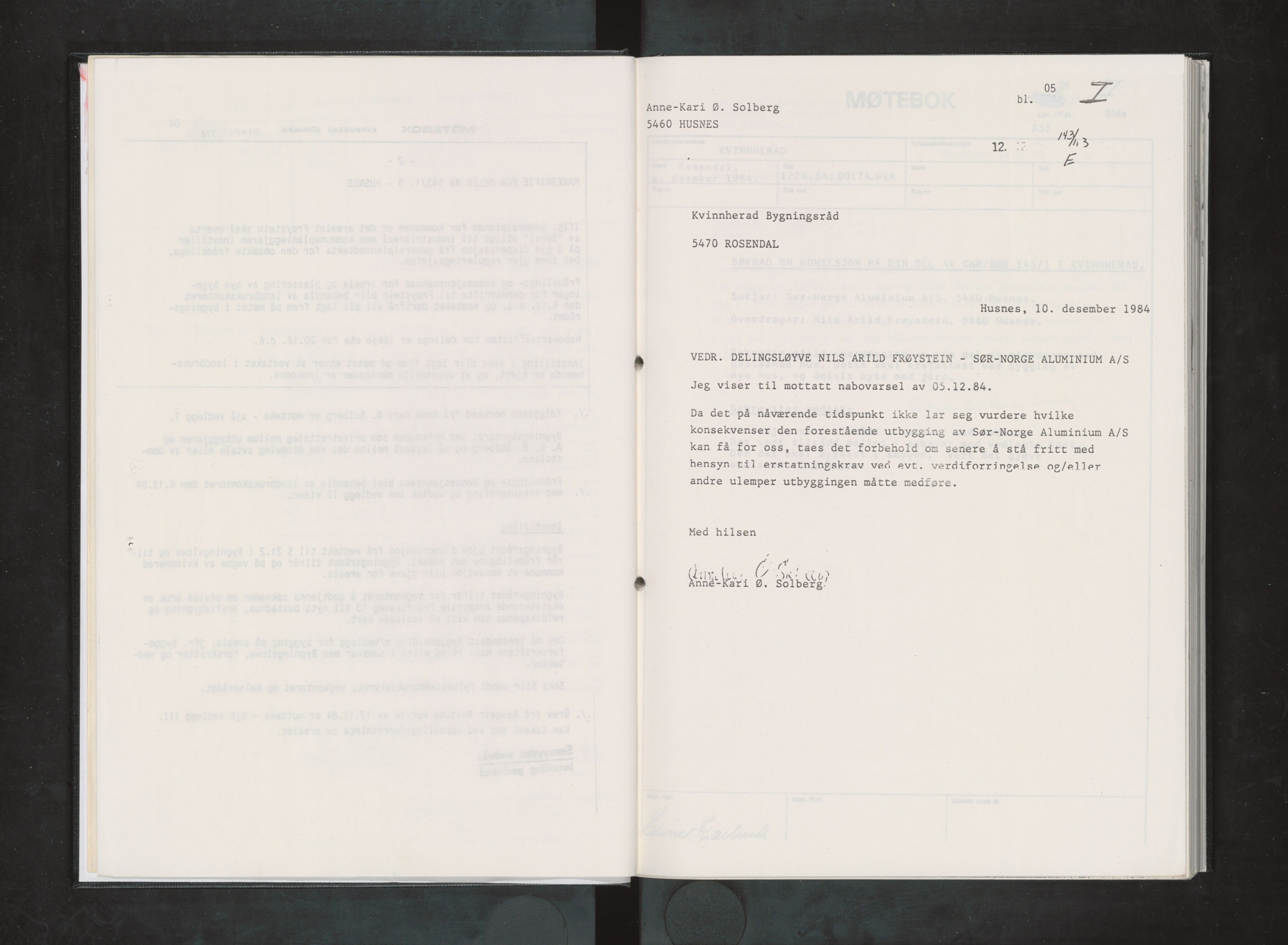 Kvinnherad kommune. Bygningsrådet , IKAH/1224-511/A/Aa/L0042: Møtebok for Kvinnherad bygningsråd, 1985