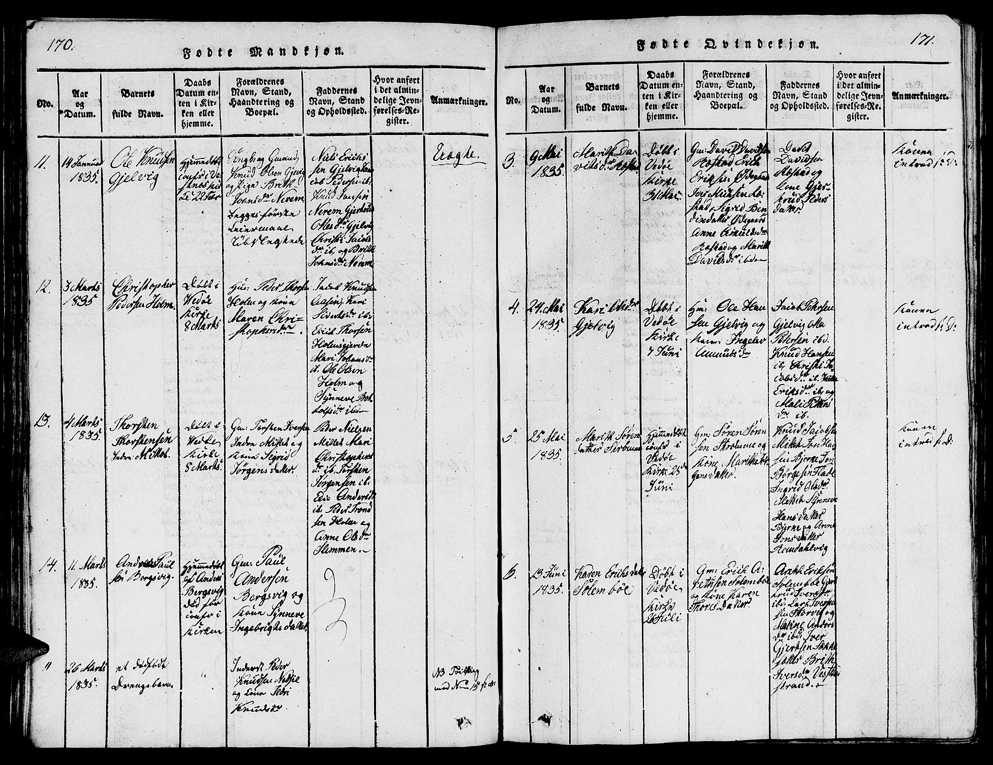 Ministerialprotokoller, klokkerbøker og fødselsregistre - Møre og Romsdal, AV/SAT-A-1454/547/L0610: Klokkerbok nr. 547C01, 1818-1839, s. 170-171