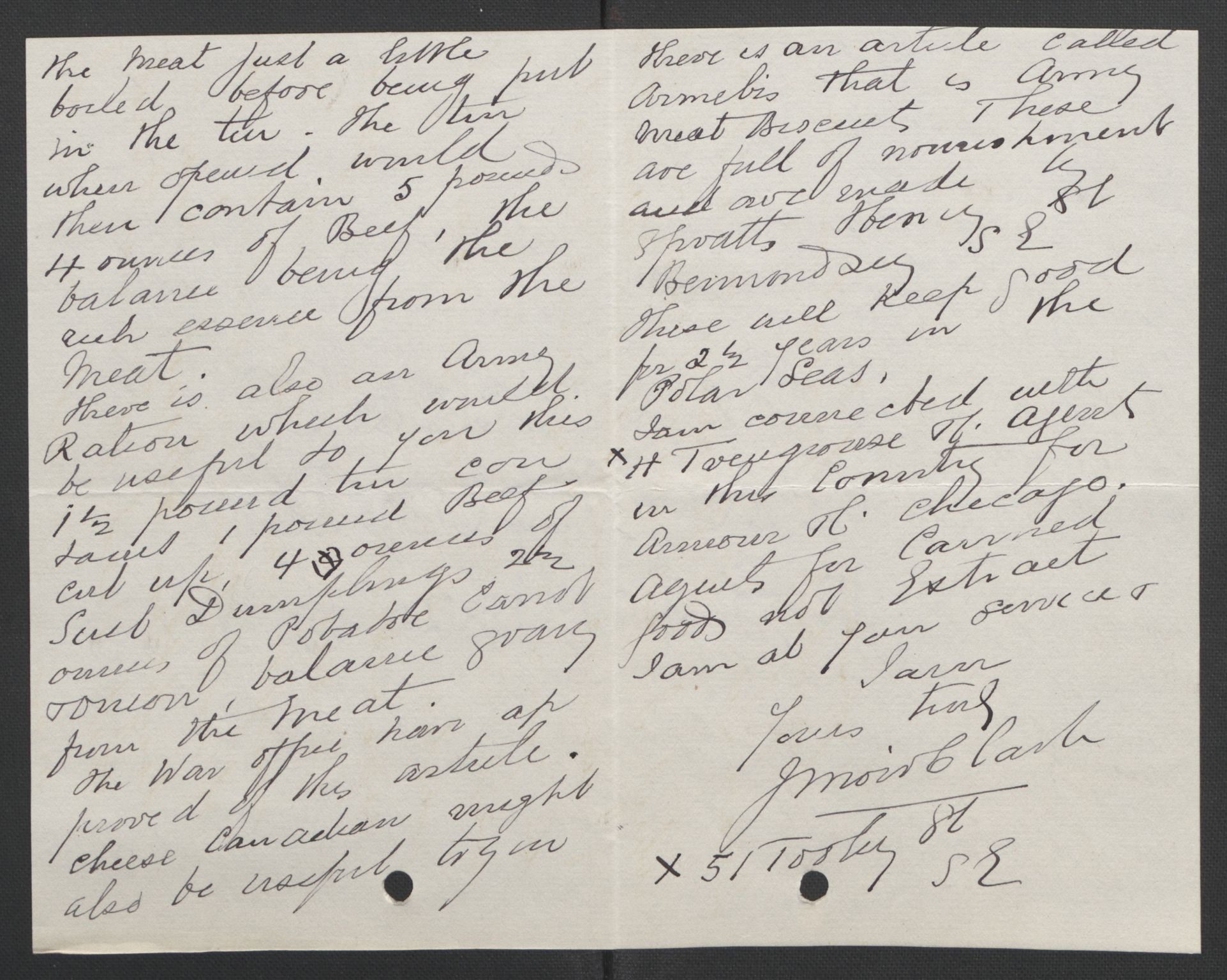 Arbeidskomitéen for Fridtjof Nansens polarekspedisjon, AV/RA-PA-0061/D/L0004: Innk. brev og telegrammer vedr. proviant og utrustning, 1892-1893, s. 14