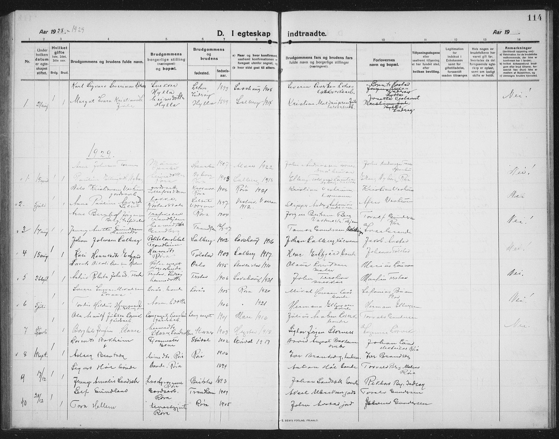 Ministerialprotokoller, klokkerbøker og fødselsregistre - Nord-Trøndelag, SAT/A-1458/731/L0312: Klokkerbok nr. 731C03, 1911-1935, s. 114