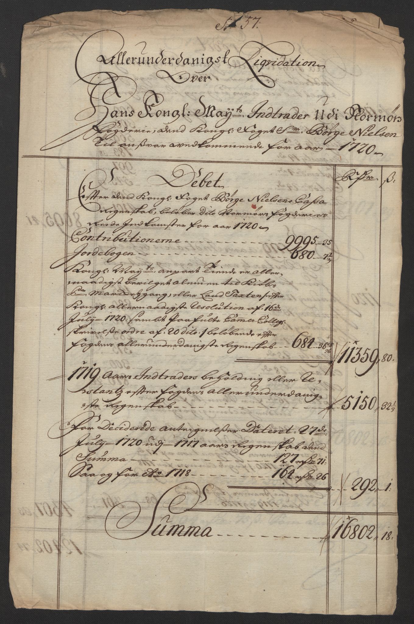 Rentekammeret inntil 1814, Reviderte regnskaper, Fogderegnskap, RA/EA-4092/R56/L3753: Fogderegnskap Nordmøre, 1720, s. 522