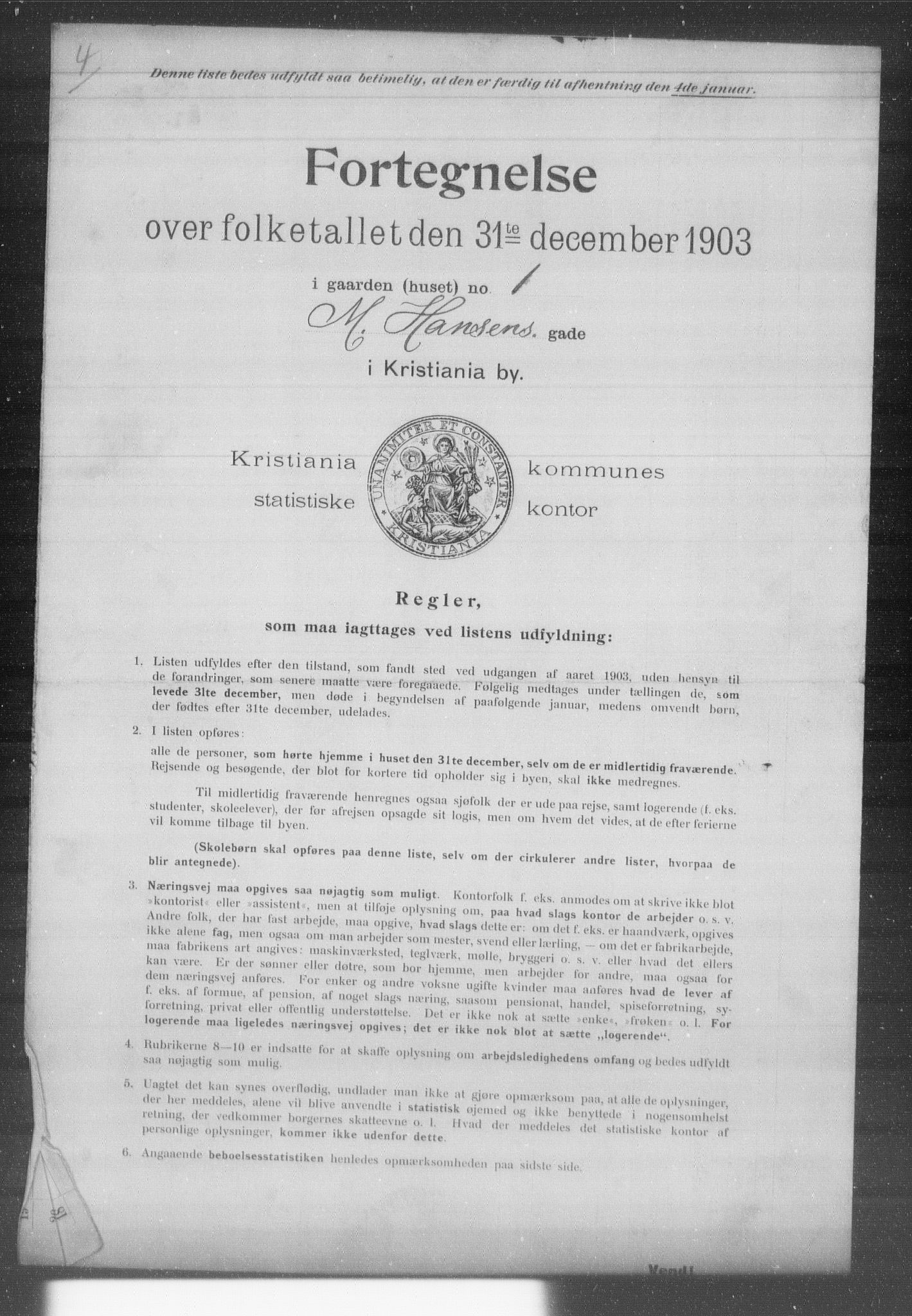 OBA, Kommunal folketelling 31.12.1903 for Kristiania kjøpstad, 1903, s. 12646