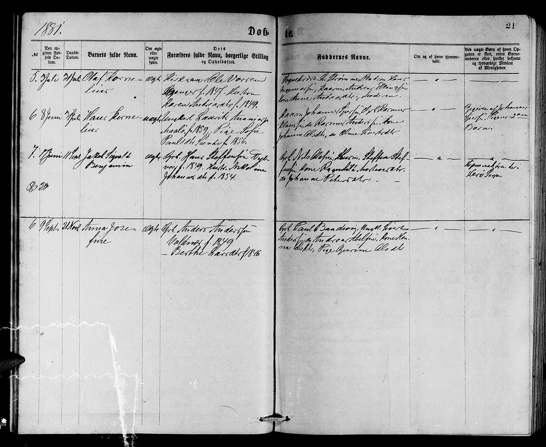 Ministerialprotokoller, klokkerbøker og fødselsregistre - Møre og Romsdal, AV/SAT-A-1454/508/L0094: Ministerialbok nr. 508A01, 1873-1886, s. 21