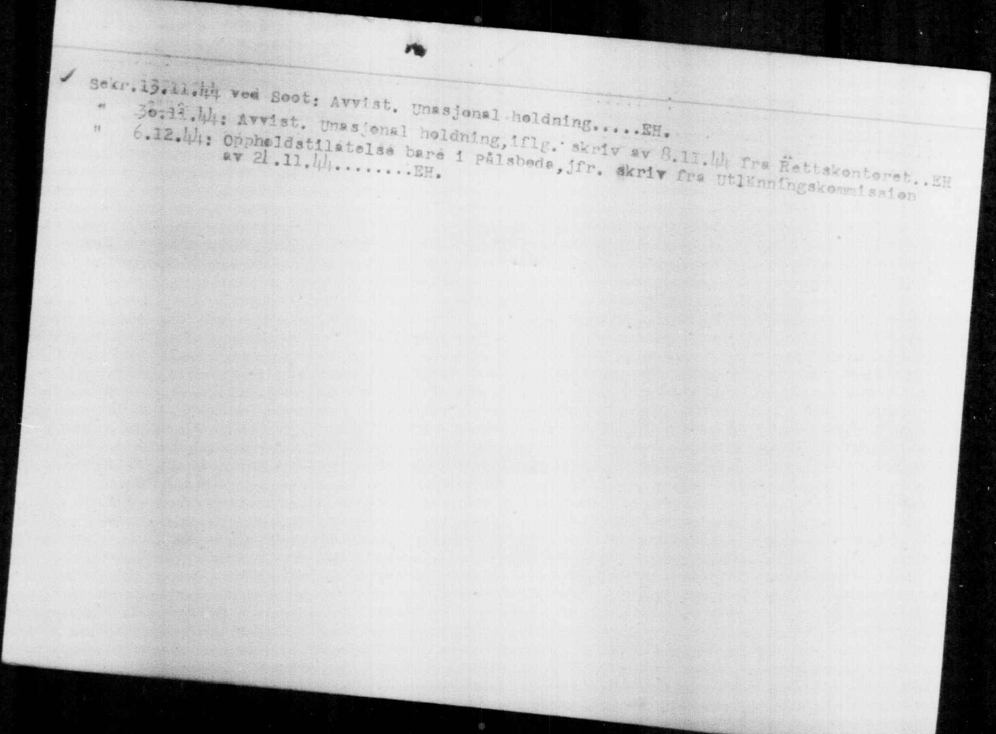 Utenriksstasjonene, Legasjonen i Stockholm, Flyktningkontoret, AV/RA-S-6753/V/Va/L0013: Kjesäterkartoteket, flyktninger med registreringsnr. 31500-34731, 1940-1945, s. 1713