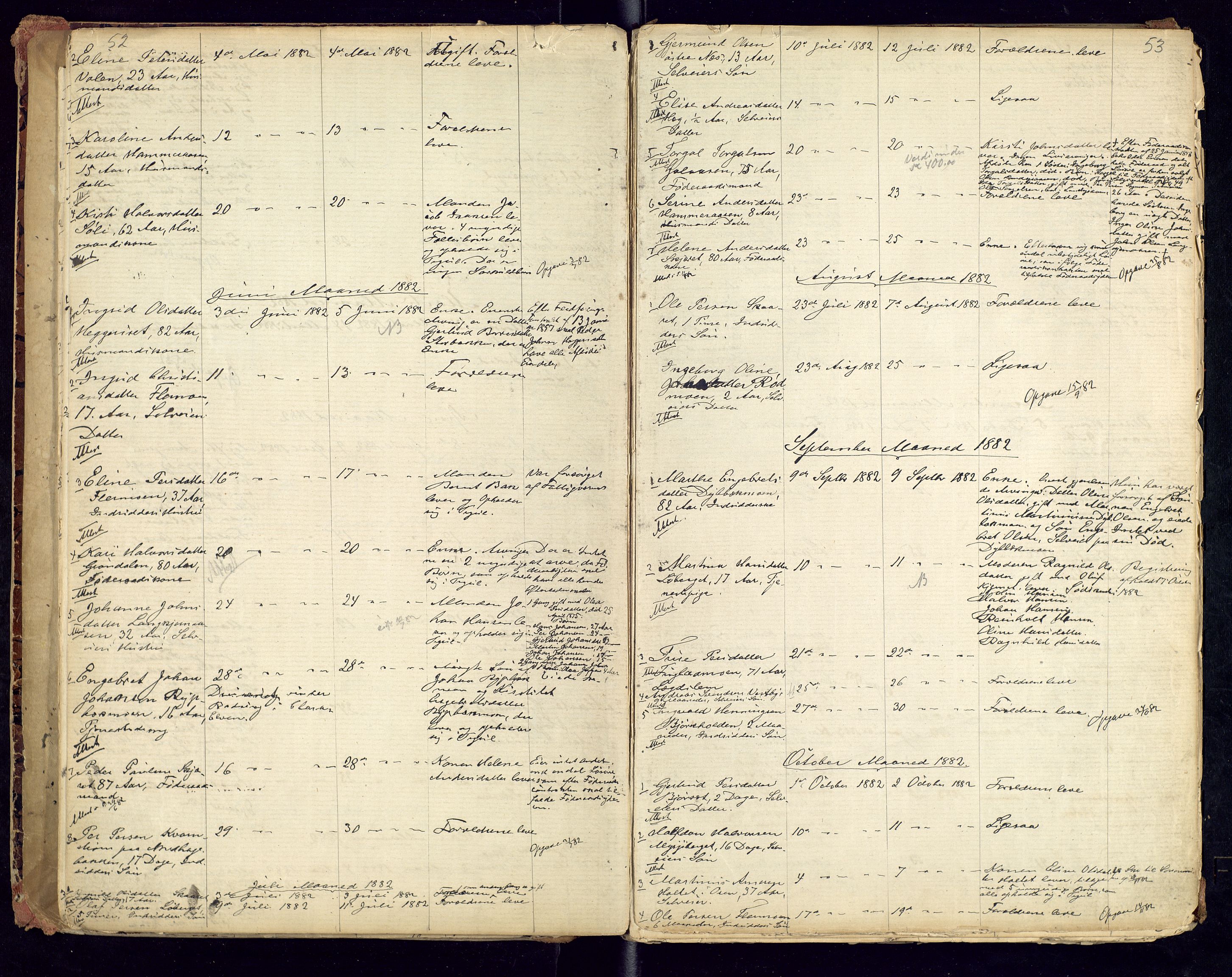 Trysil lensmannskontor, AV/SAH-LHT-026/H/Ha/L0001: Dødsfallsprotokoll, 1875-1901, s. 52-53