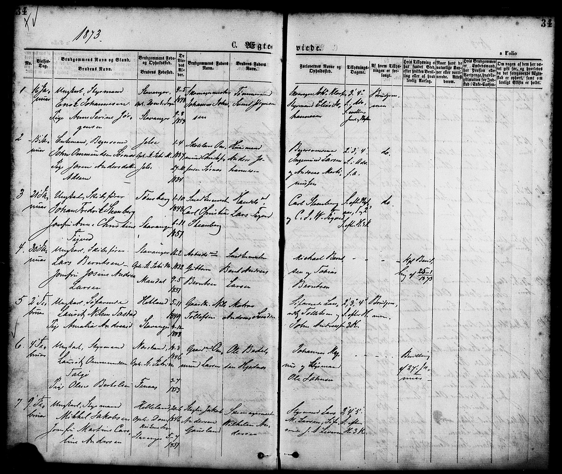 St. Petri sokneprestkontor, AV/SAST-A-101813/001/30/30BA/L0010: Ministerialbok nr. A 10, 1869-1878, s. 34
