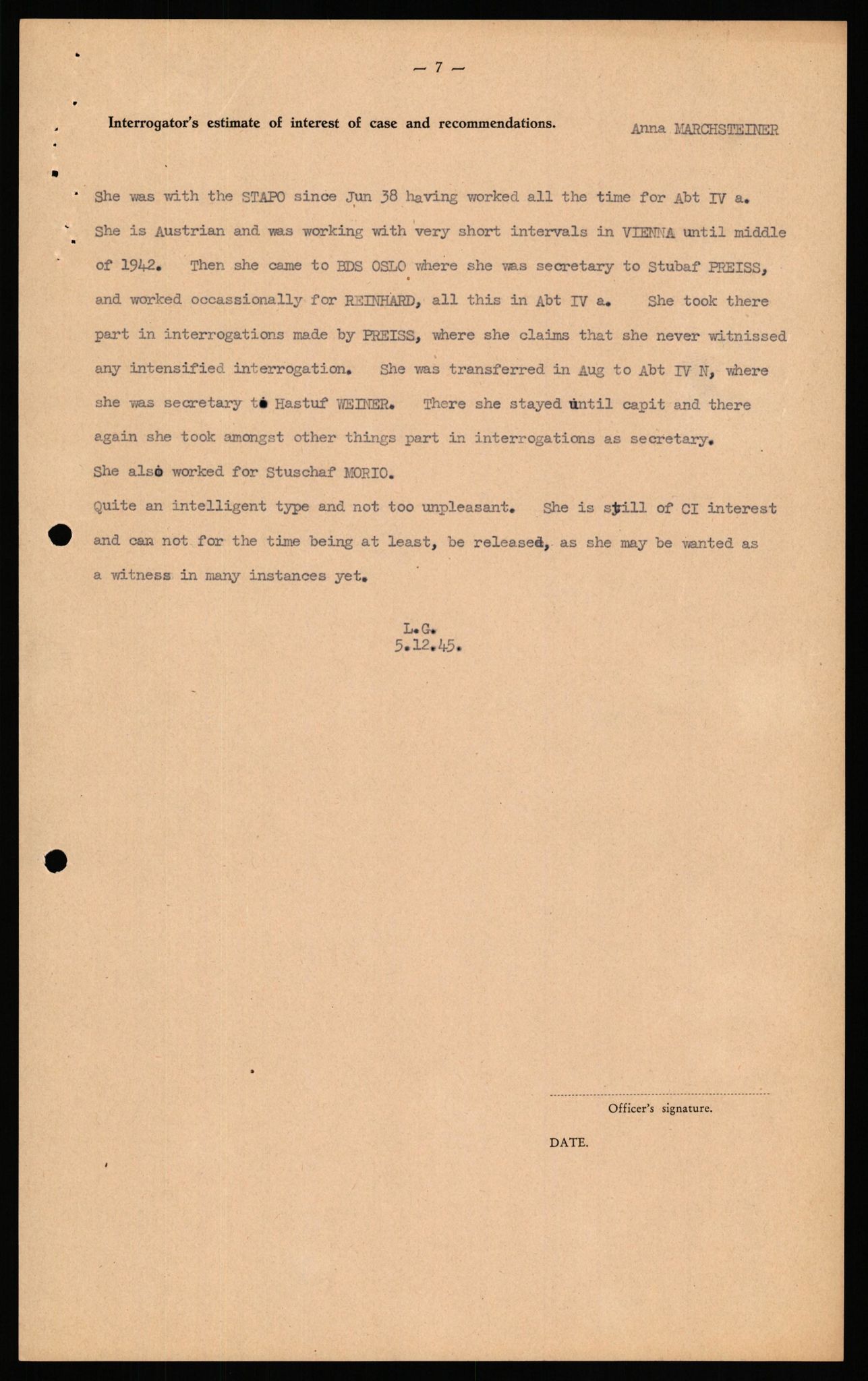 Forsvaret, Forsvarets overkommando II, AV/RA-RAFA-3915/D/Db/L0039: CI Questionaires. Tyske okkupasjonsstyrker i Norge. Østerrikere., 1945-1946, s. 382