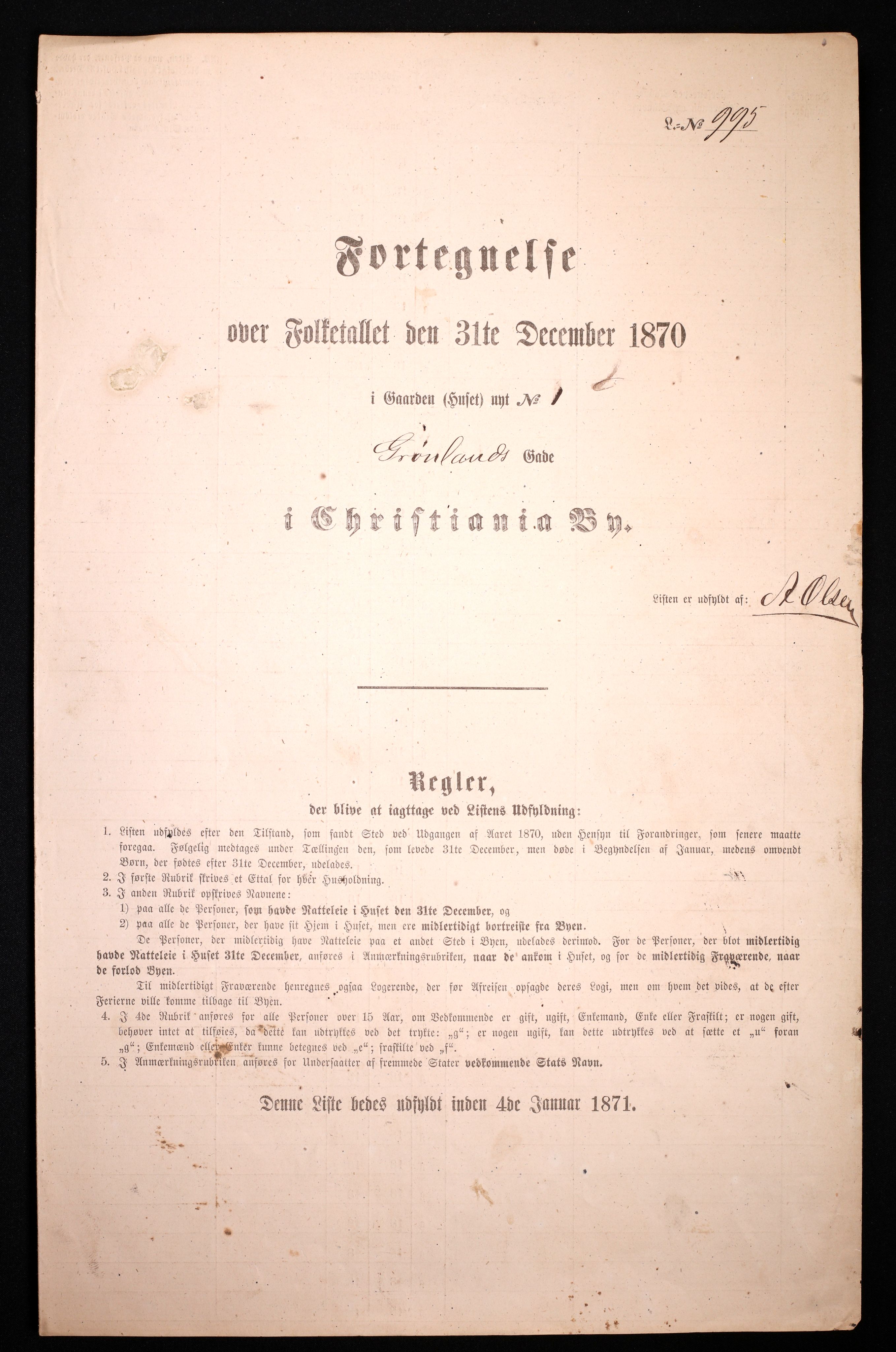 RA, Folketelling 1870 for 0301 Kristiania kjøpstad, 1870, s. 1143