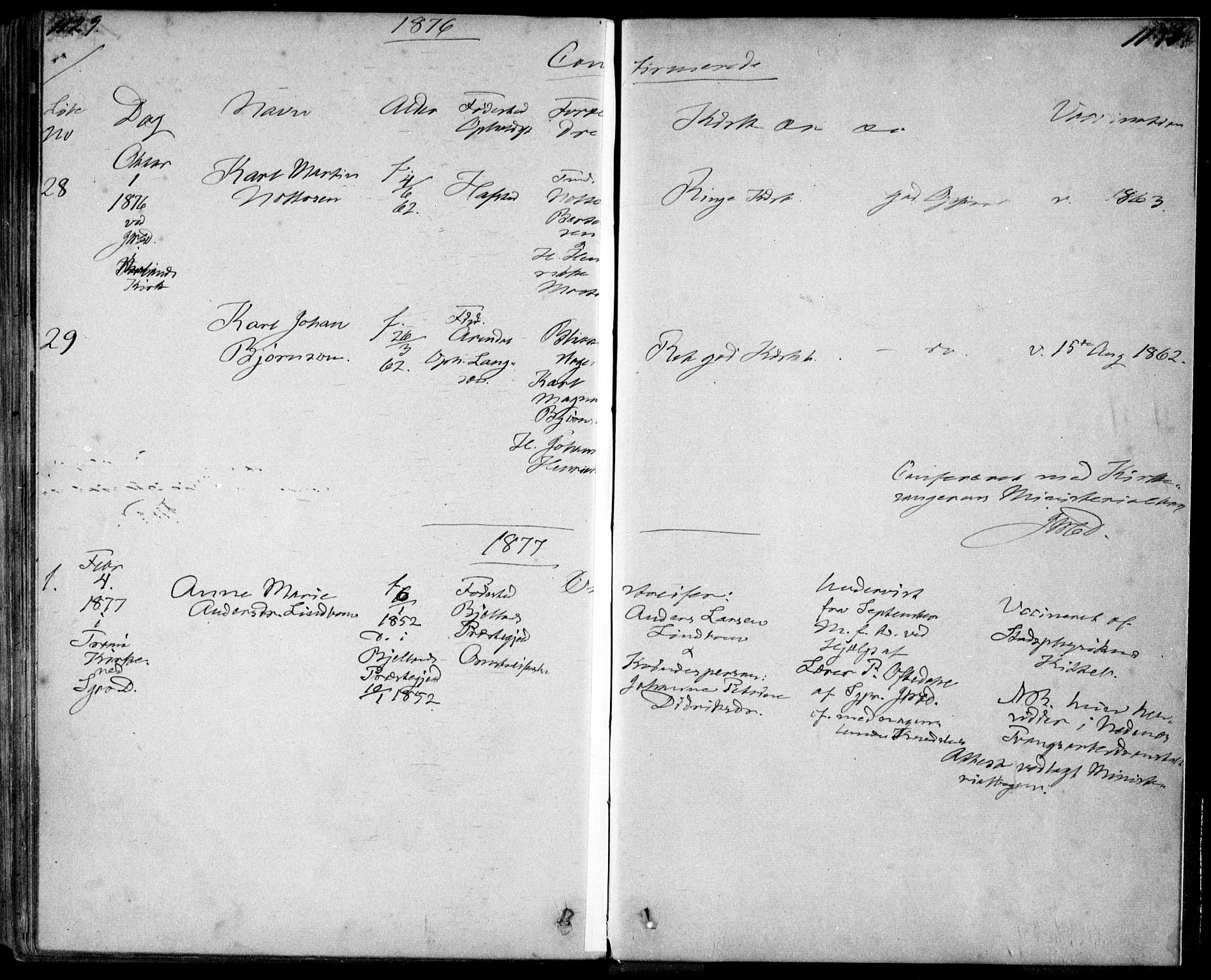 Tromøy sokneprestkontor, AV/SAK-1111-0041/F/Fa/L0008: Ministerialbok nr. A 8, 1870-1877, s. 1129-1130