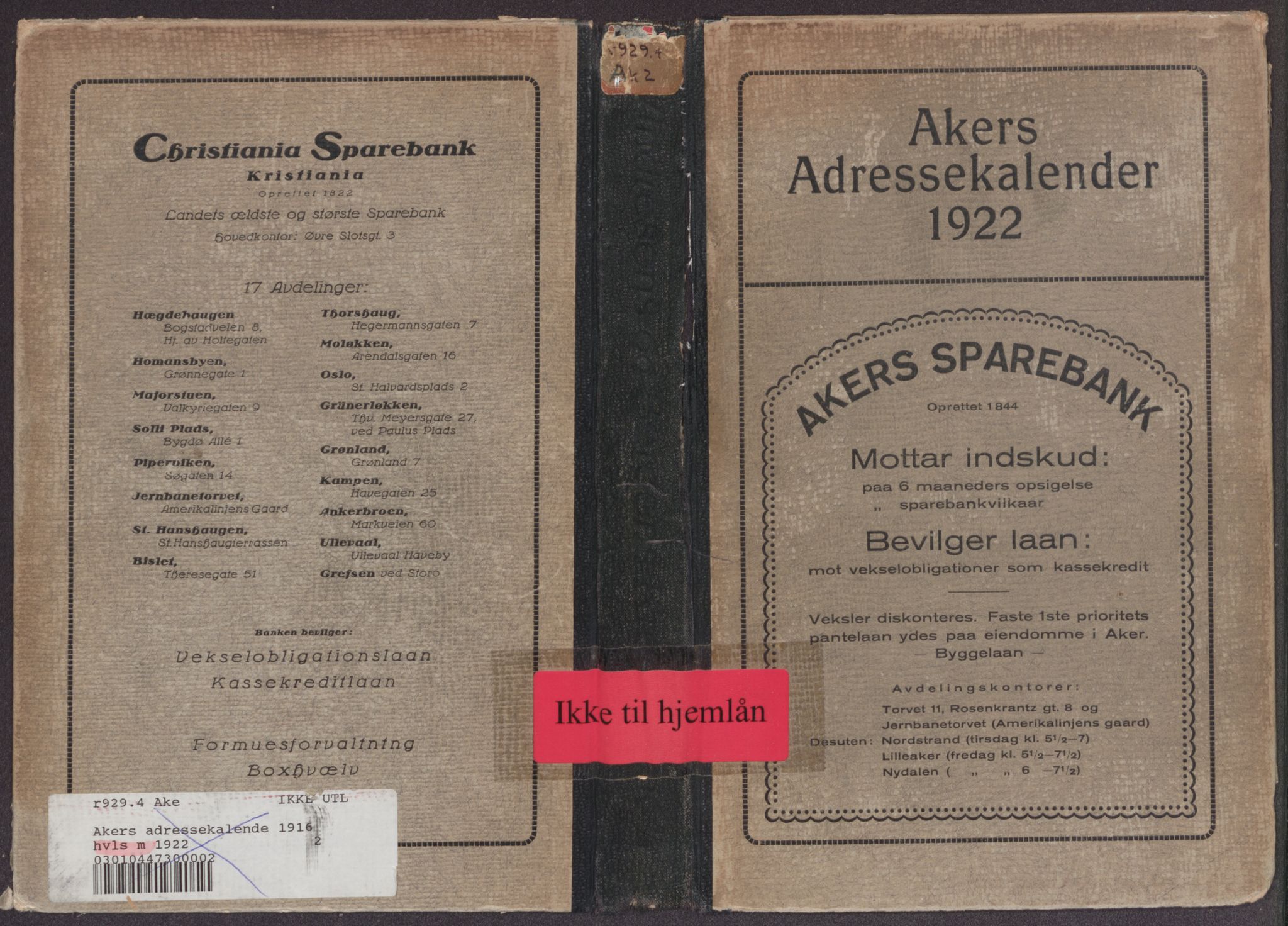 Aker adressebok/adressekalender, PUBL/001/A/002: Akers adressekalender, 1922