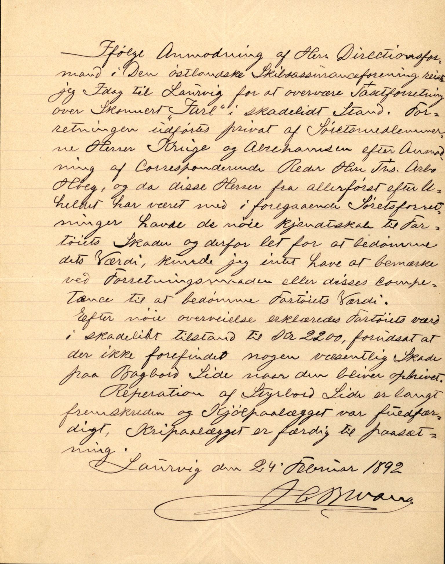 Pa 63 - Østlandske skibsassuranceforening, VEMU/A-1079/G/Ga/L0027/0002: Havaridokumenter / Jarlen, Jarl, St. Petersburg, Sir John Lawrence, Sirius, 1891, s. 48