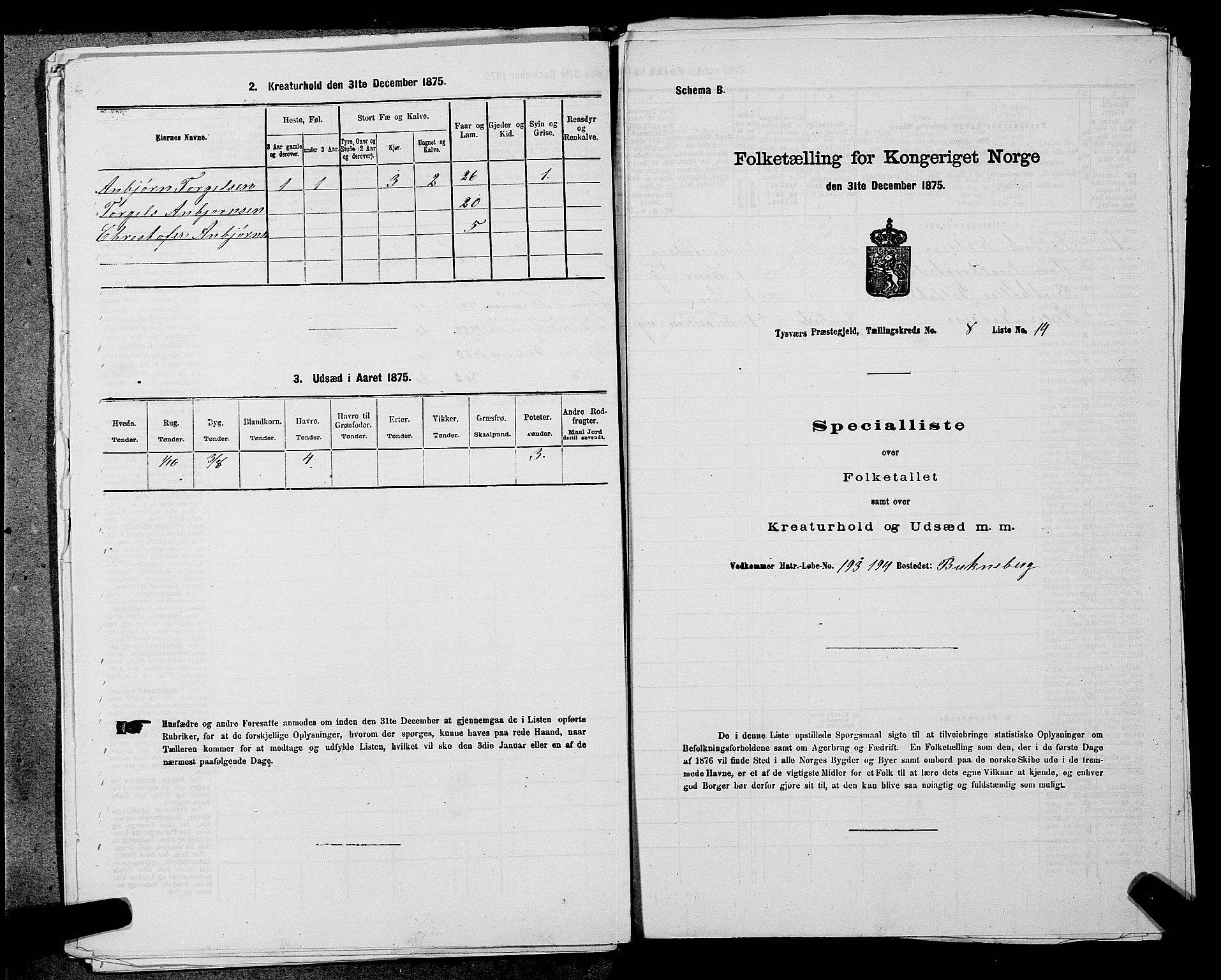 SAST, Folketelling 1875 for 1146P Tysvær prestegjeld, 1875, s. 987