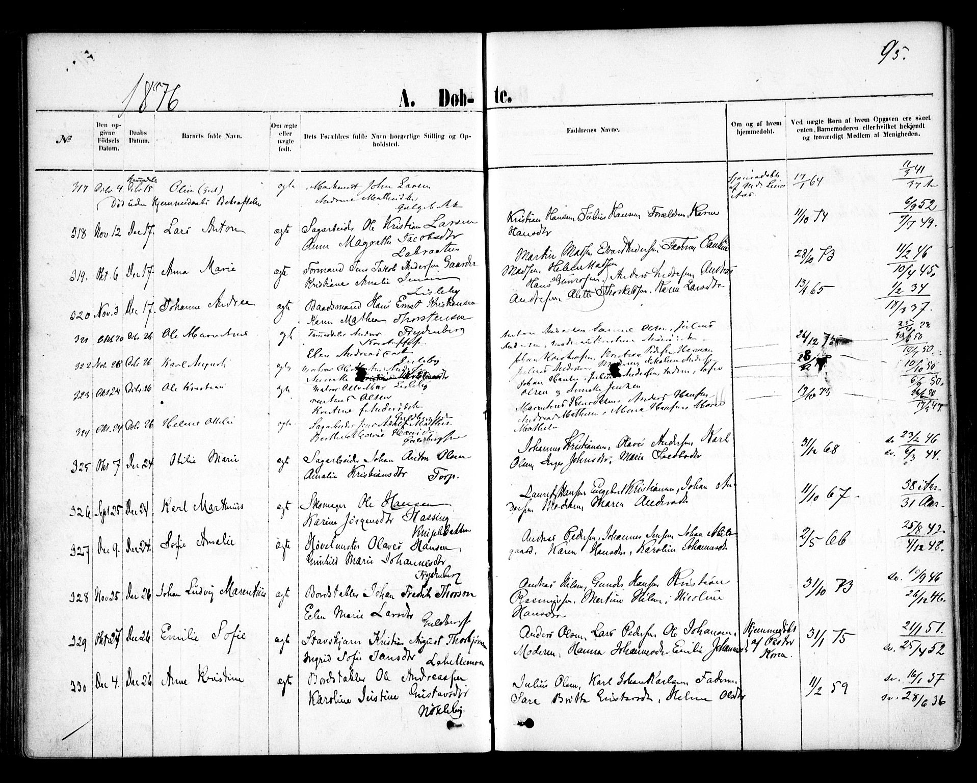 Glemmen prestekontor Kirkebøker, AV/SAO-A-10908/F/Fa/L0009: Ministerialbok nr. 9, 1871-1878, s. 95