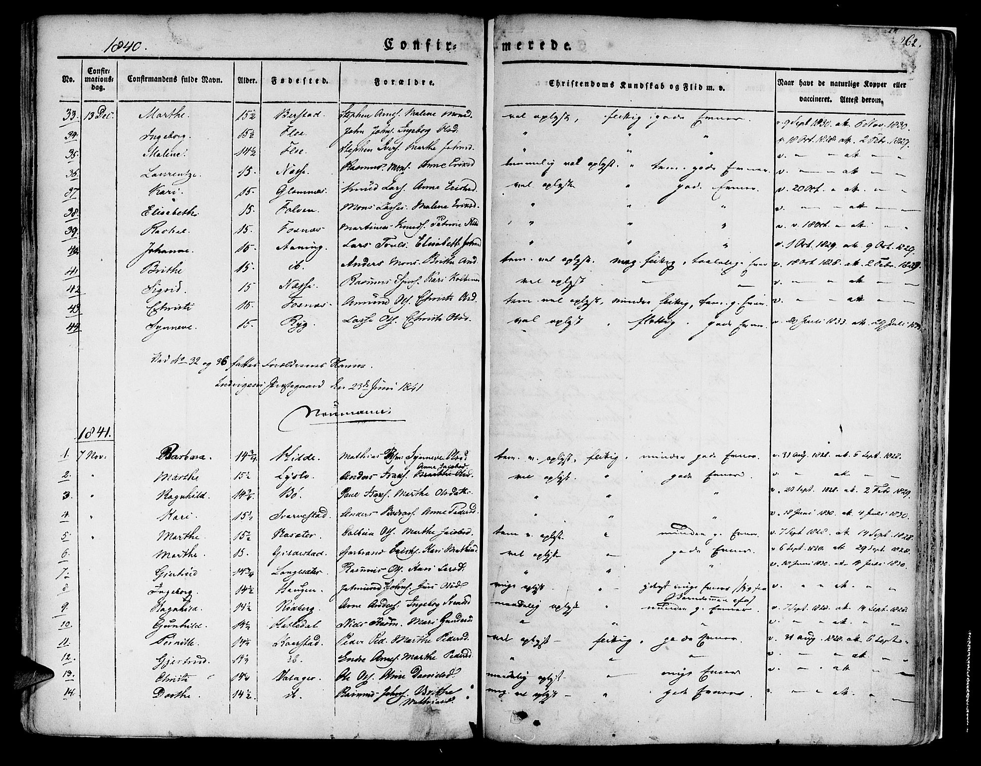 Innvik sokneprestembete, SAB/A-80501: Ministerialbok nr. A 4I, 1831-1846, s. 262