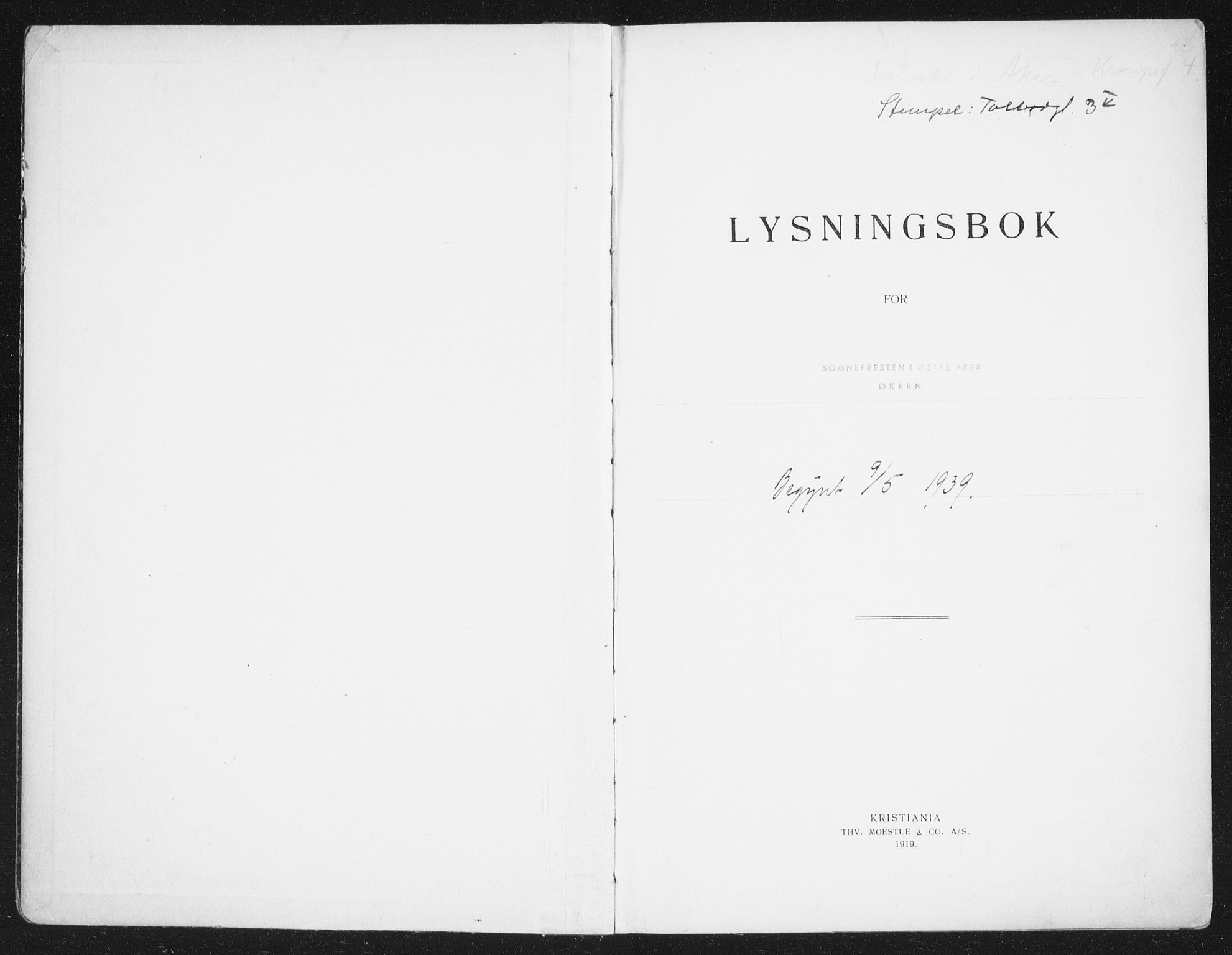 Østre Aker prestekontor Kirkebøker, SAO/A-10840/H/Ha/L0009: Lysningsprotokoll nr. I 9, 1939-1942