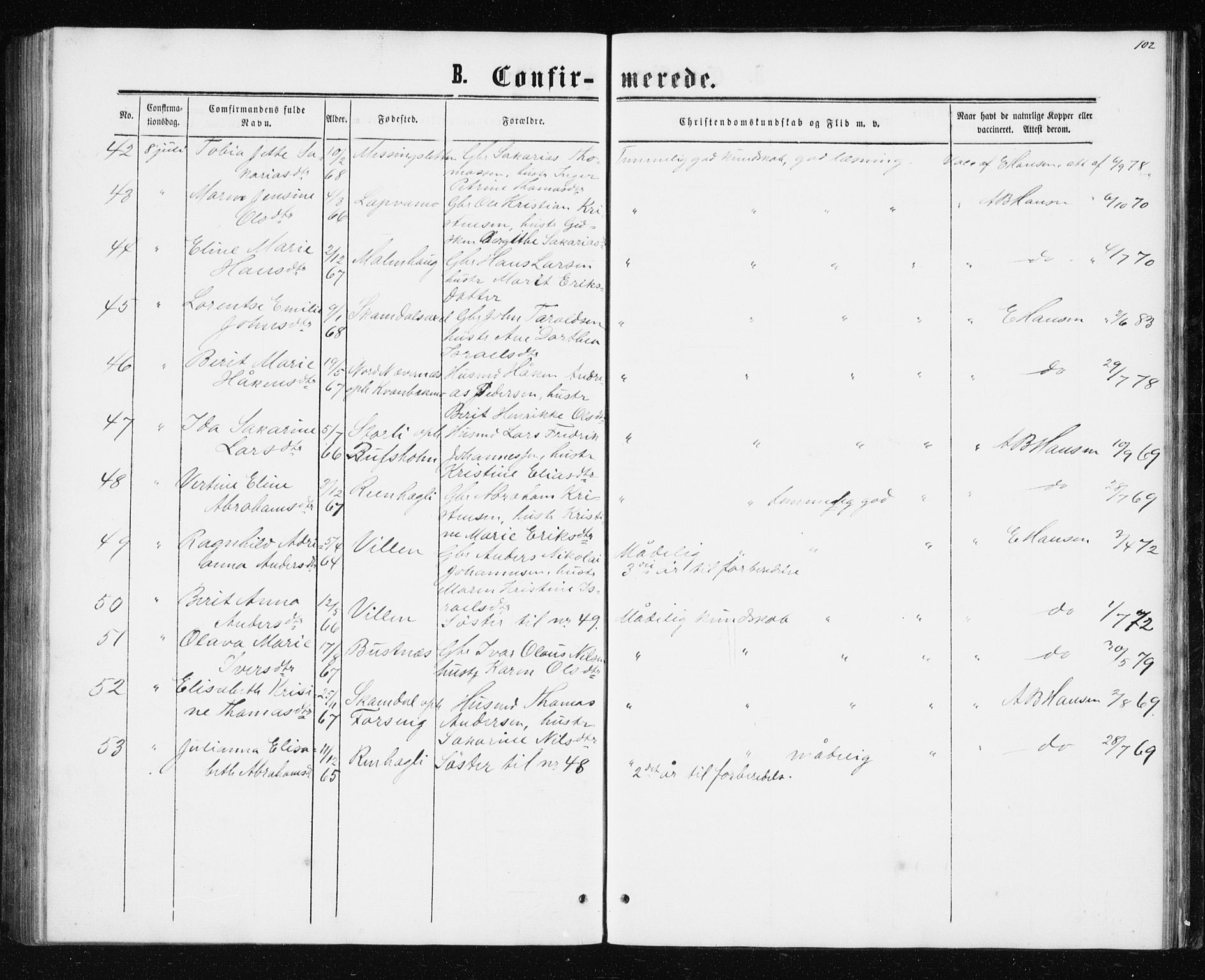 Ministerialprotokoller, klokkerbøker og fødselsregistre - Nordland, AV/SAT-A-1459/827/L0416: Klokkerbok nr. 827C05, 1865-1886, s. 102