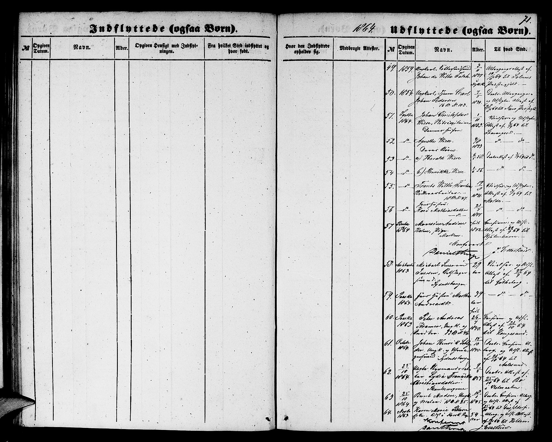 Domkirken sokneprestembete, SAB/A-74801/H/Hab/L0044: Klokkerbok nr. F 1, 1856-1879, s. 71