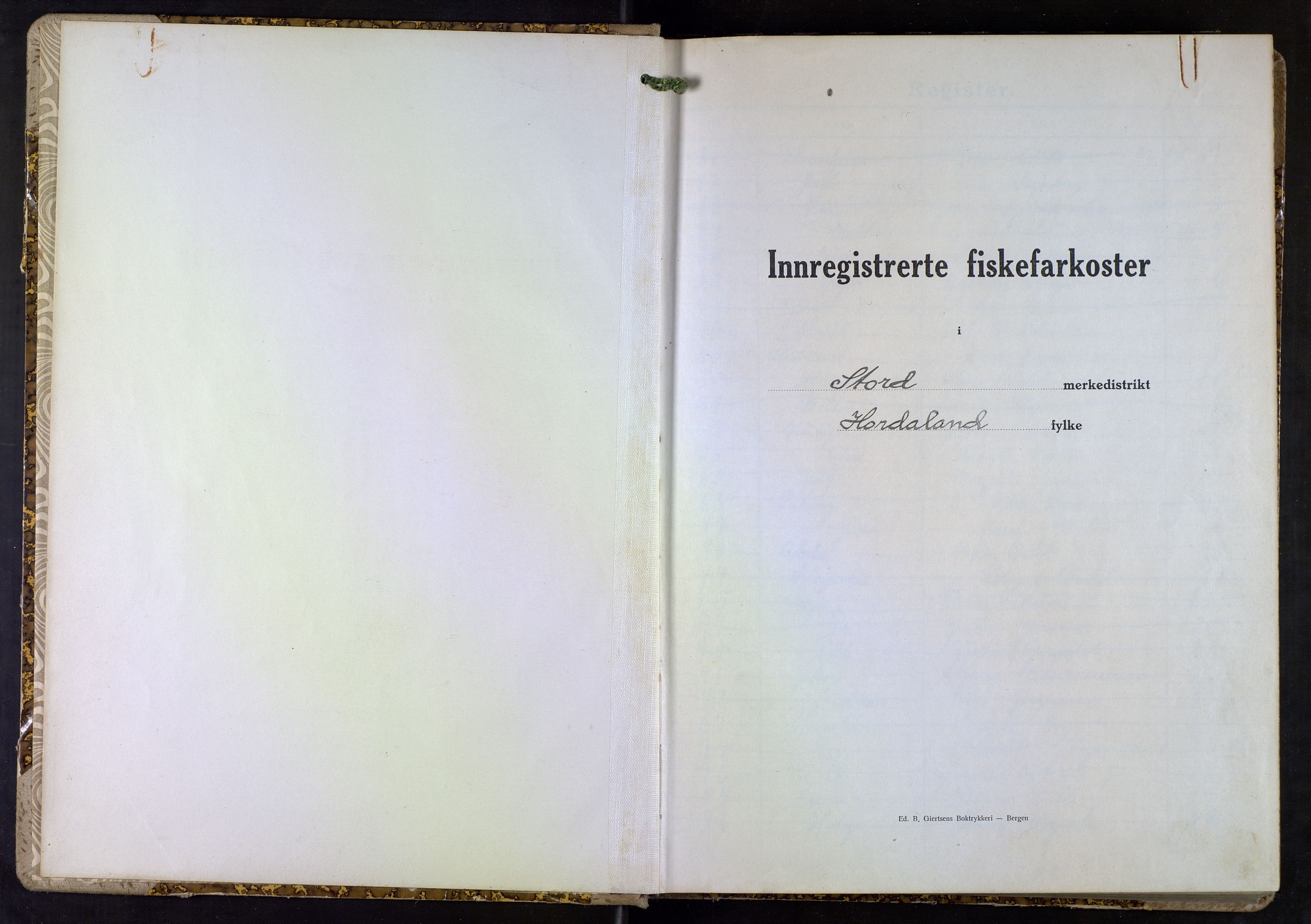 Fiskeridirektoratet - 1 Adm. ledelse - 13 Båtkontoret, SAB/A-2003/I/Ia/Iah/L0114: 135.0841/3 Merkeprotokoll - Stord, 1944-1968