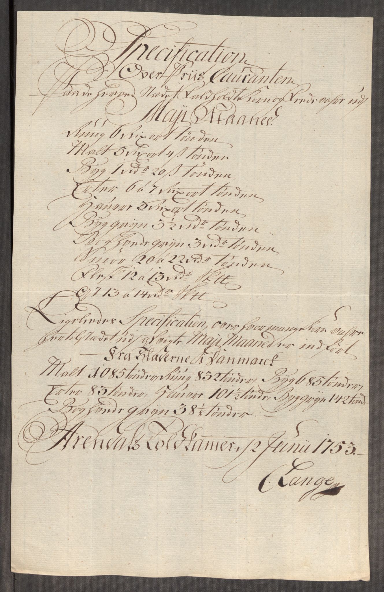 Rentekammeret inntil 1814, Realistisk ordnet avdeling, AV/RA-EA-4070/Oe/L0005: [Ø1]: Priskuranter, 1753-1757, s. 133