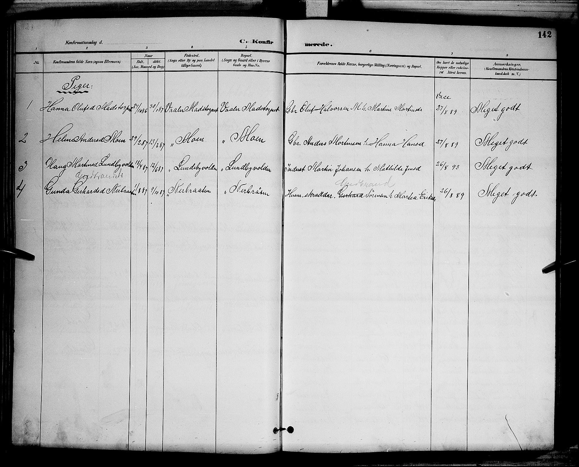 Våler prestekontor, Hedmark, AV/SAH-PREST-040/H/Ha/Hab/L0001: Klokkerbok nr. 1, 1894-1904, s. 142