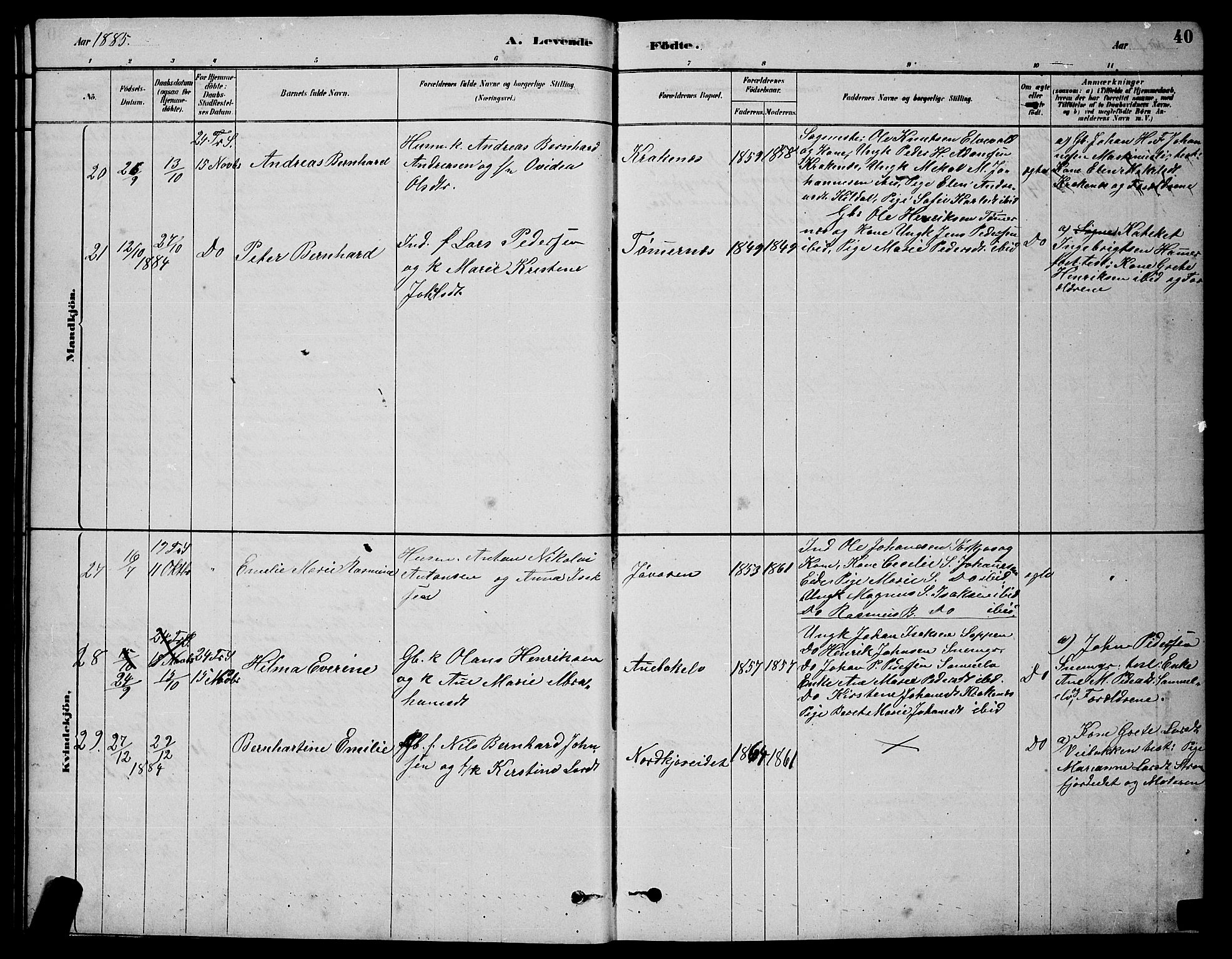 Skjervøy sokneprestkontor, AV/SATØ-S-1300/H/Ha/Hab/L0020klokker: Klokkerbok nr. 20, 1878-1892, s. 40