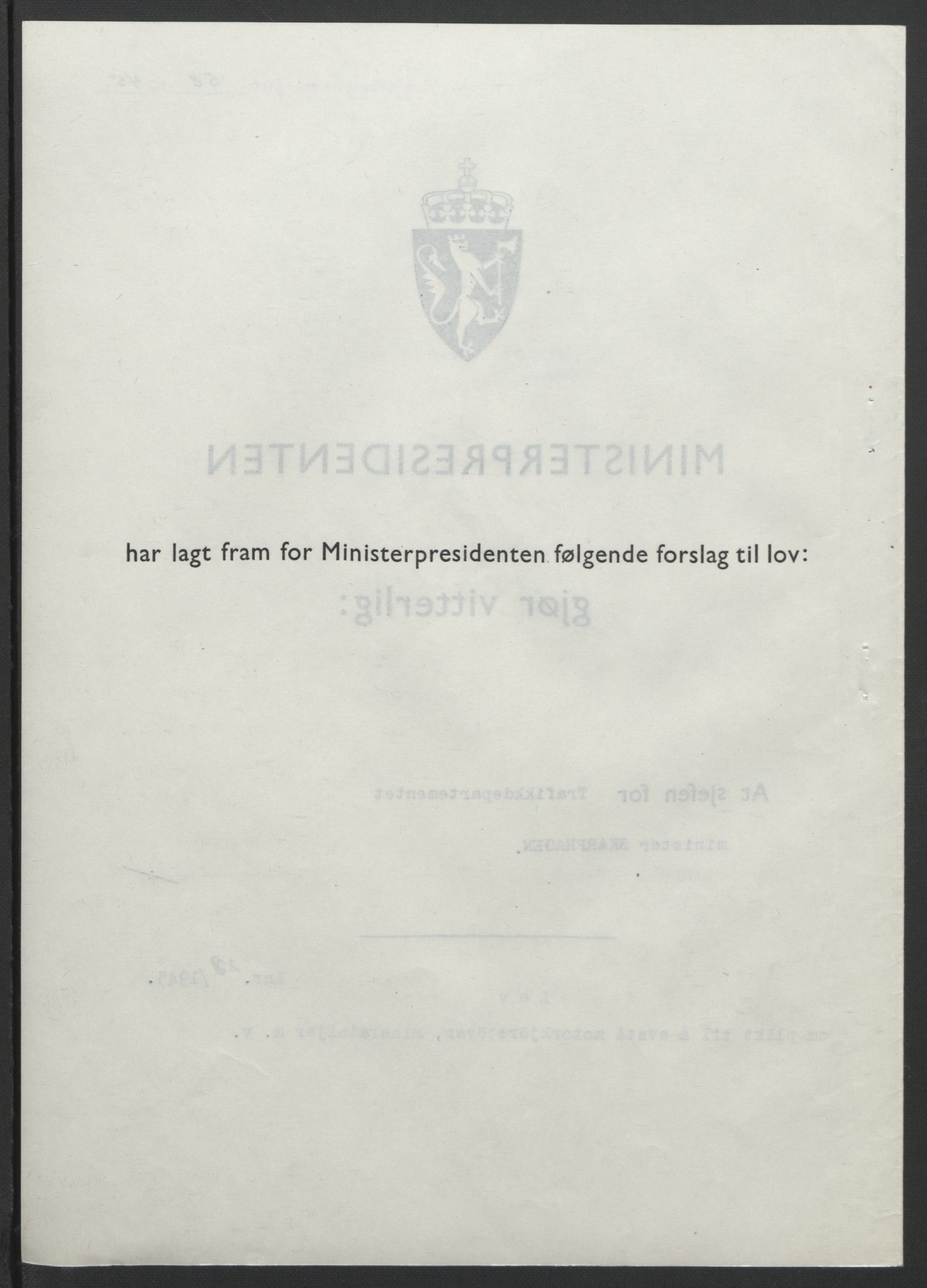 NS-administrasjonen 1940-1945 (Statsrådsekretariatet, de kommisariske statsråder mm), RA/S-4279/D/Db/L0101/0001: -- / Lover og vedtak, 1945, s. 116