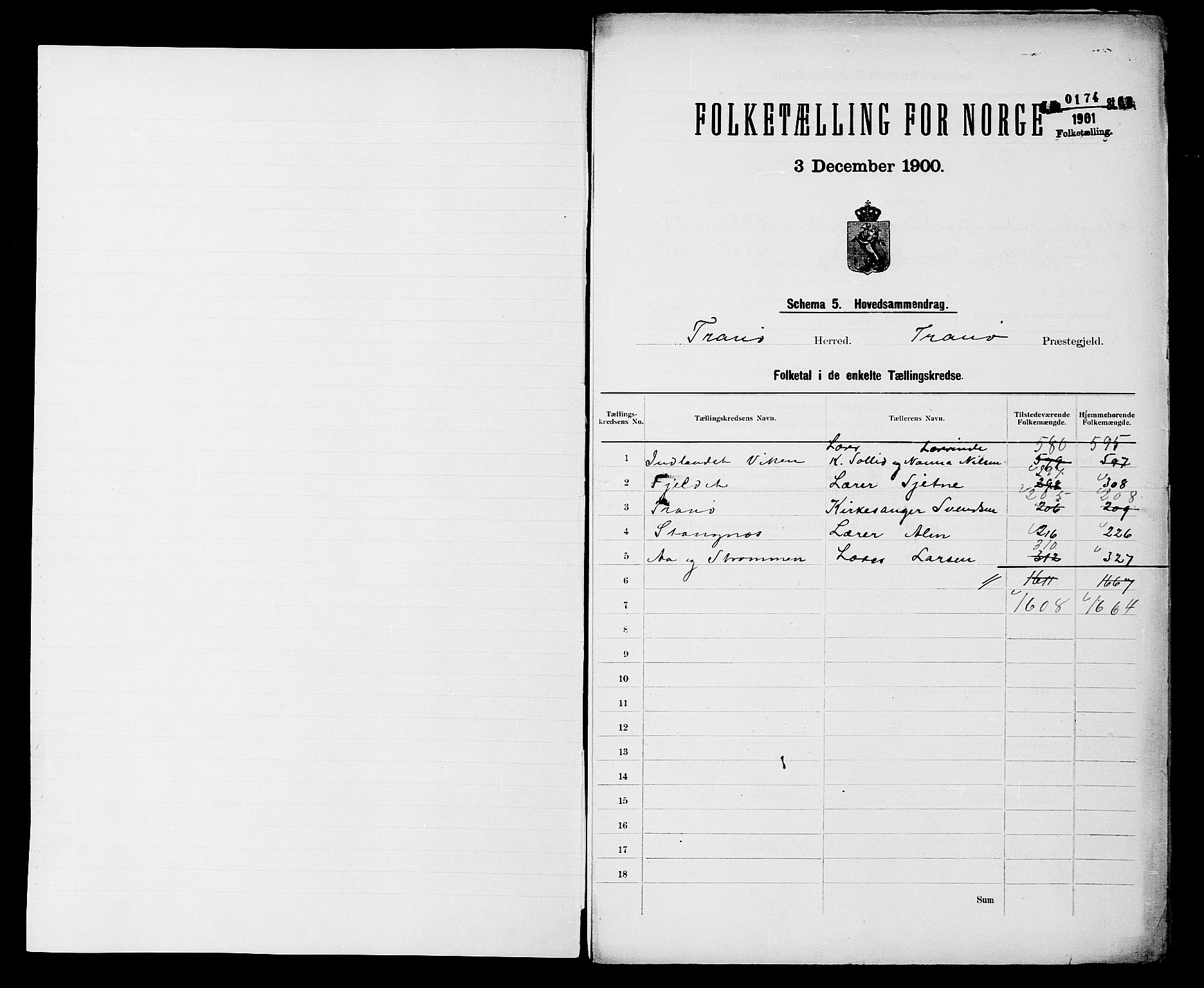 SATØ, Folketelling 1900 for 1927 Tranøy herred, 1900, s. 2