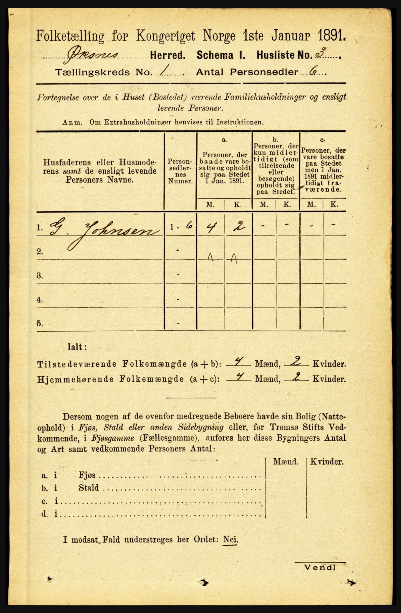 RA, Folketelling 1891 for 1868 Øksnes herred, 1891, s. 21