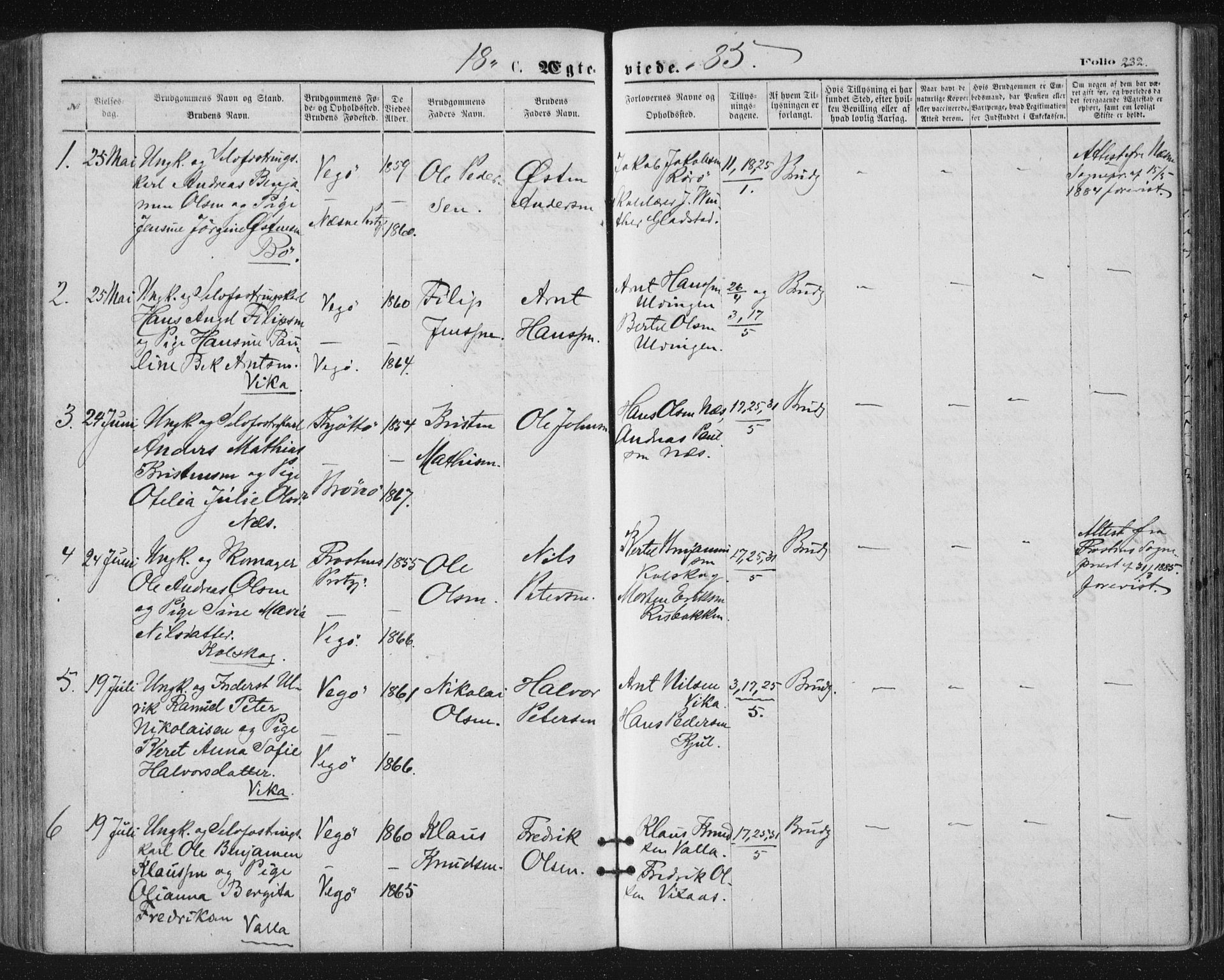 Ministerialprotokoller, klokkerbøker og fødselsregistre - Nordland, AV/SAT-A-1459/816/L0241: Ministerialbok nr. 816A07, 1870-1885, s. 232