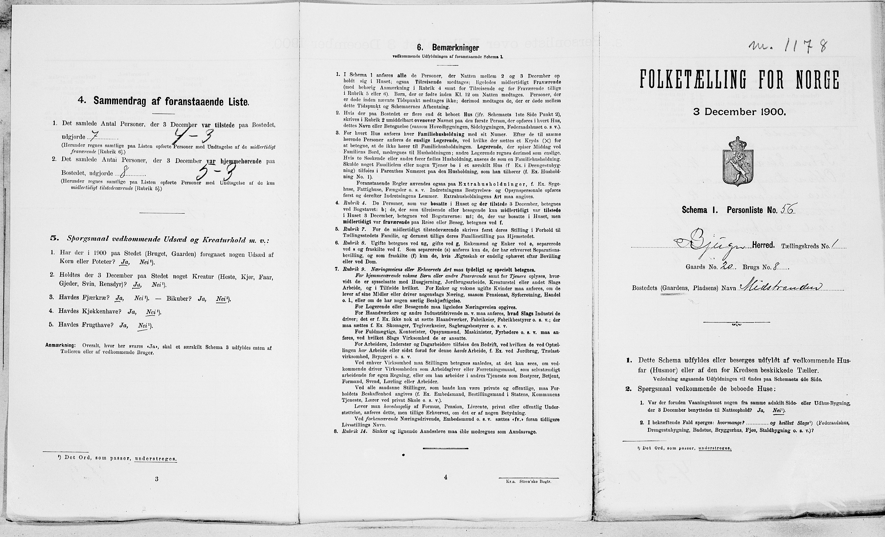SAT, Folketelling 1900 for 1627 Bjugn herred, 1900, s. 138