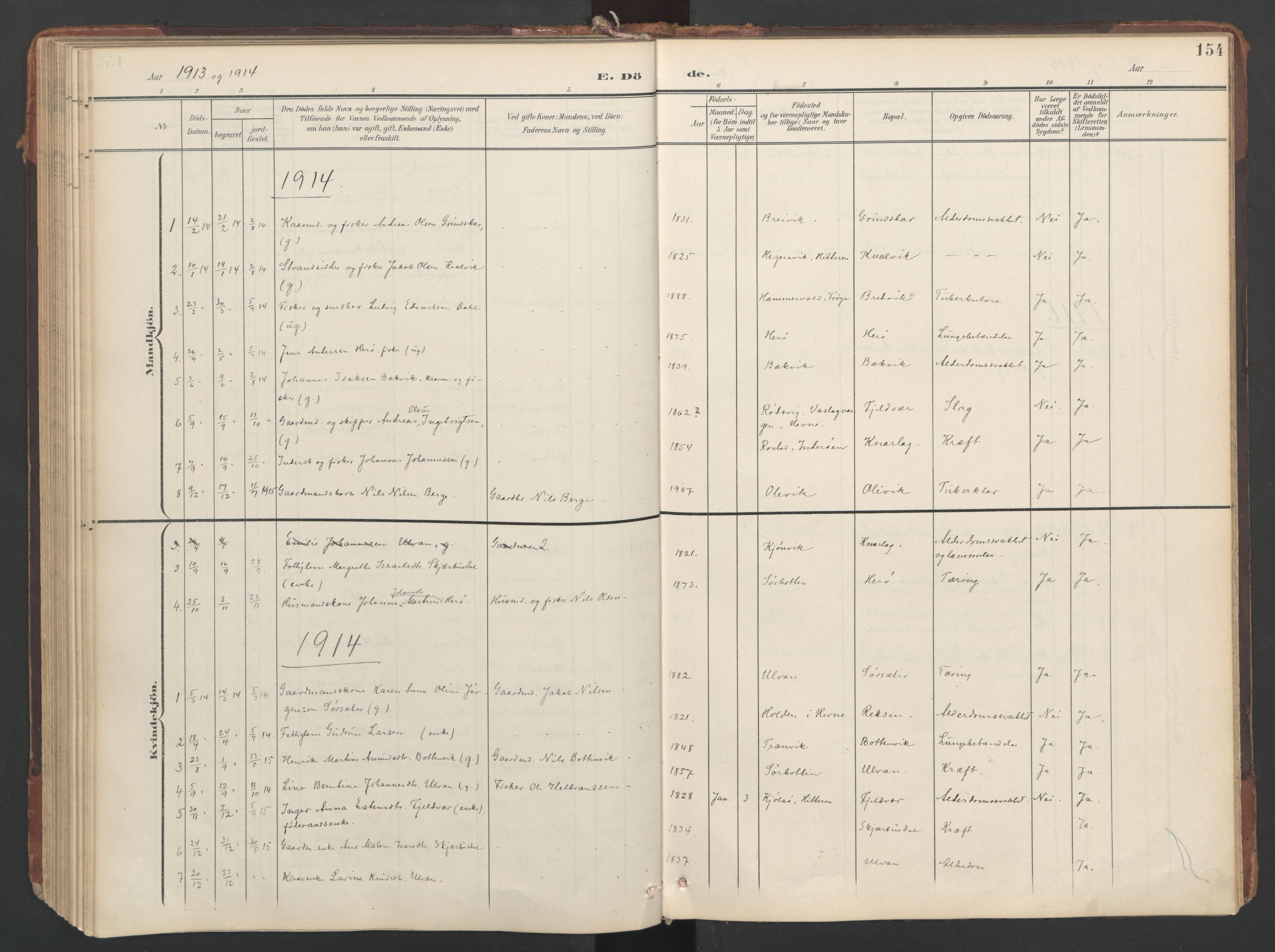 Ministerialprotokoller, klokkerbøker og fødselsregistre - Sør-Trøndelag, AV/SAT-A-1456/638/L0568: Ministerialbok nr. 638A01, 1901-1916, s. 154