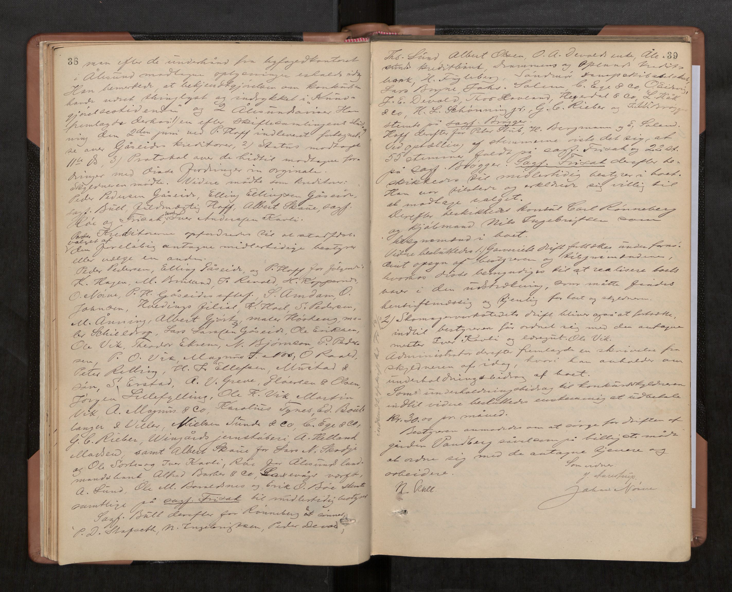 Nordre Sunnmøre sorenskriveri, AV/SAT-A-0006/1/3/3B/L0003: Skiftebehandlingsprotokoll 3, 1892-1907, s. 38-39
