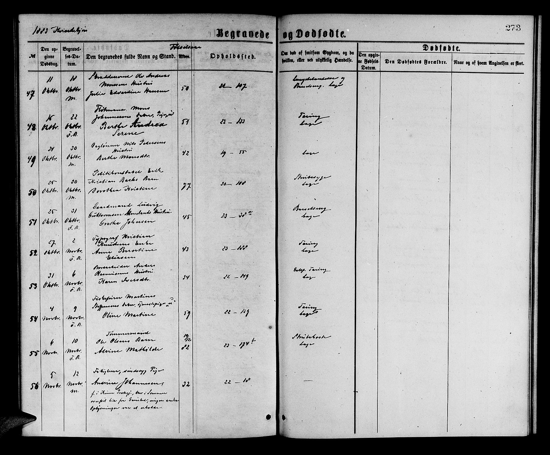 Korskirken sokneprestembete, AV/SAB-A-76101/H/Hab: Klokkerbok nr. E 3, 1871-1883, s. 273