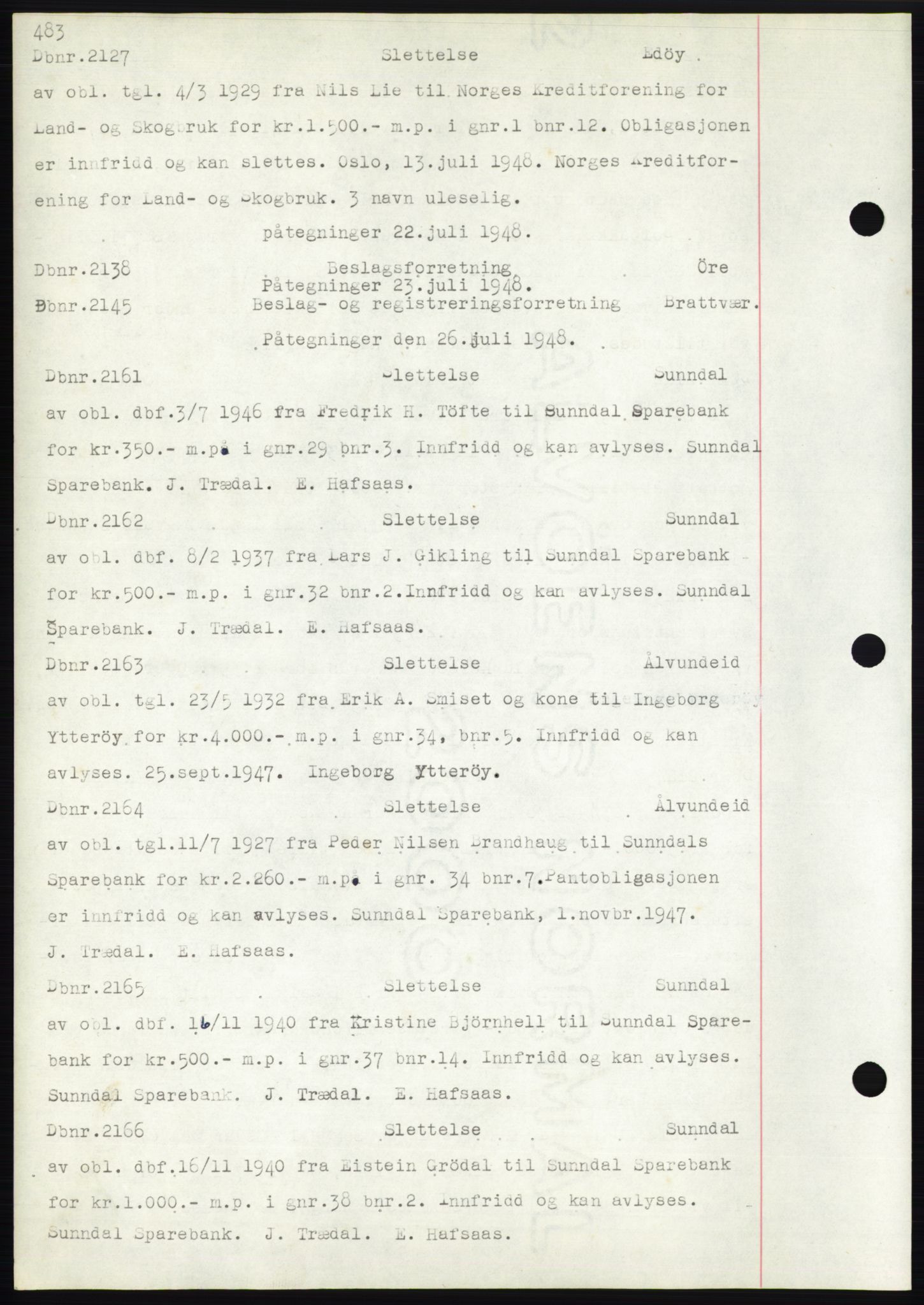 Nordmøre sorenskriveri, SAT/A-4132/1/2/2Ca: Pantebok nr. C82b, 1946-1951, Dagboknr: 2127/1948